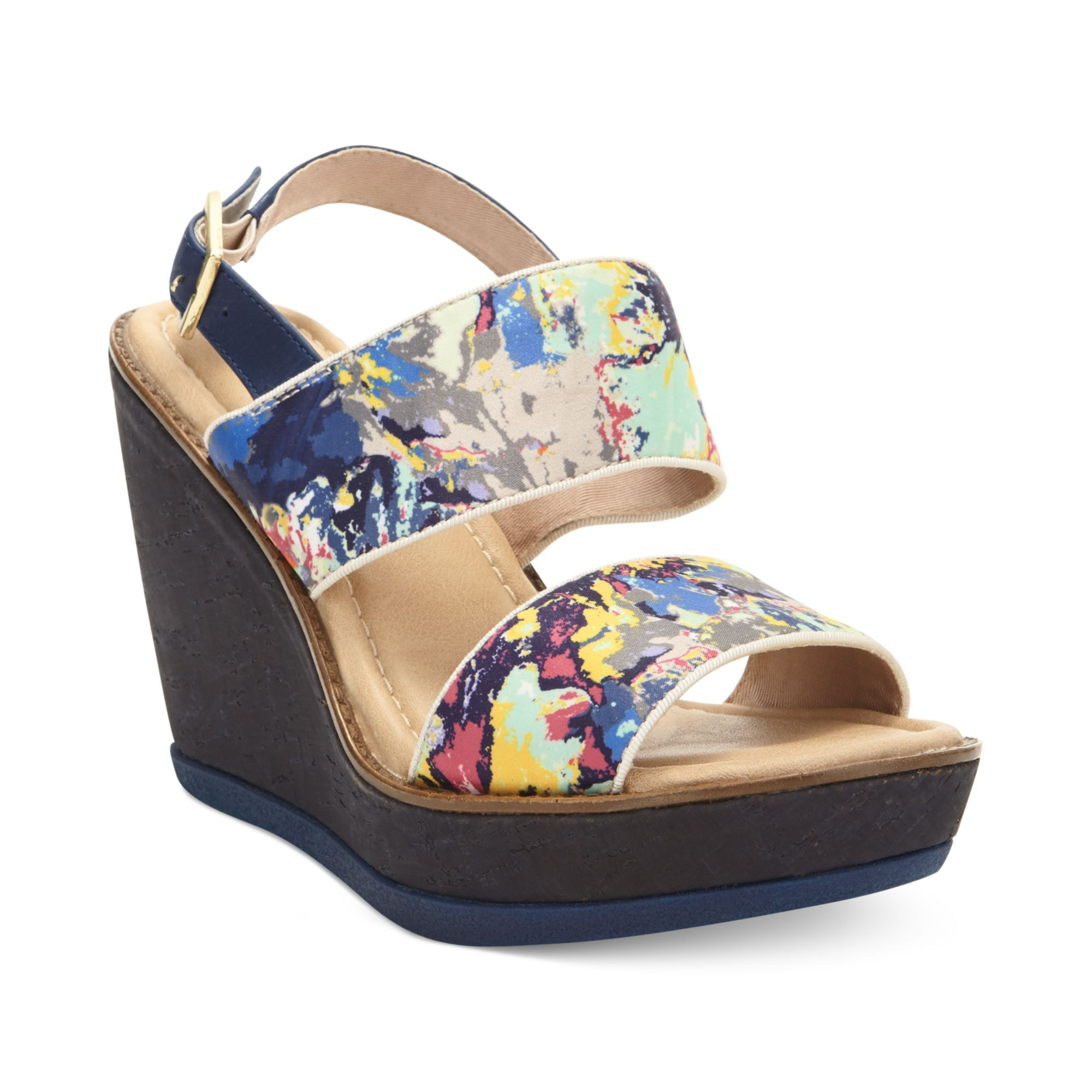 Hush Puppies Womens Cores Platform Wedge Sandals in Floral Print (Blue ...
