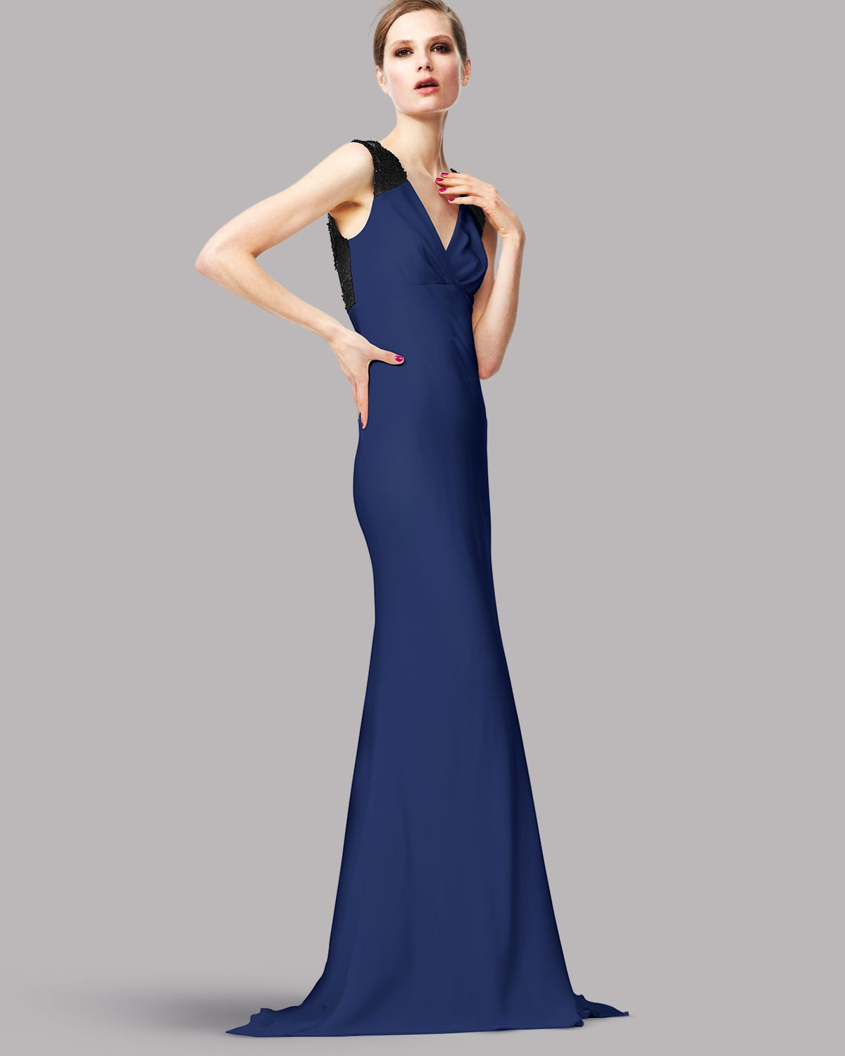 vera wang navy blue dress