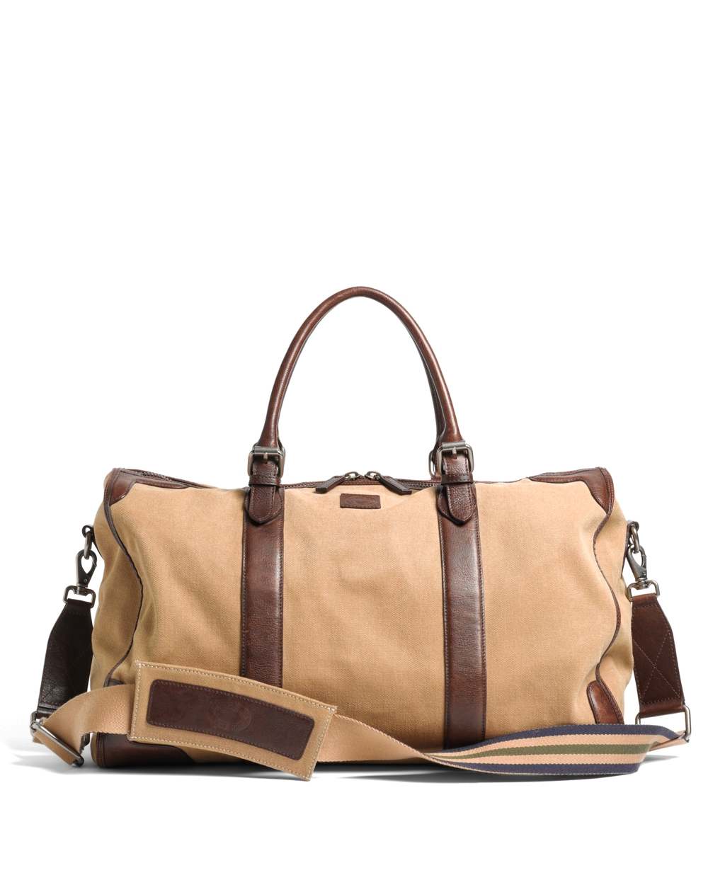 brooks brothers football leather duffel