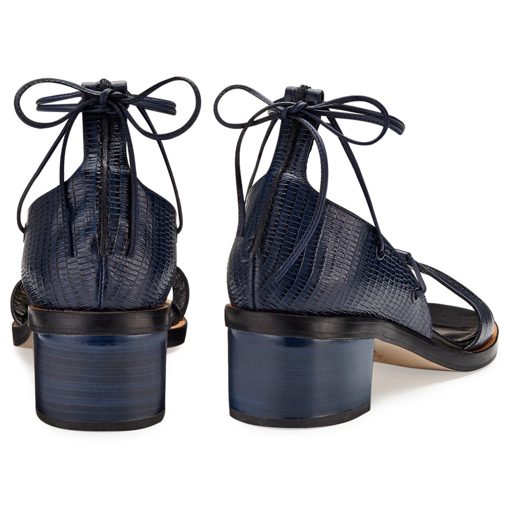 Whistles Nevine Leather Block Heel Lace Up Sandals in Navy (Blue) Lyst