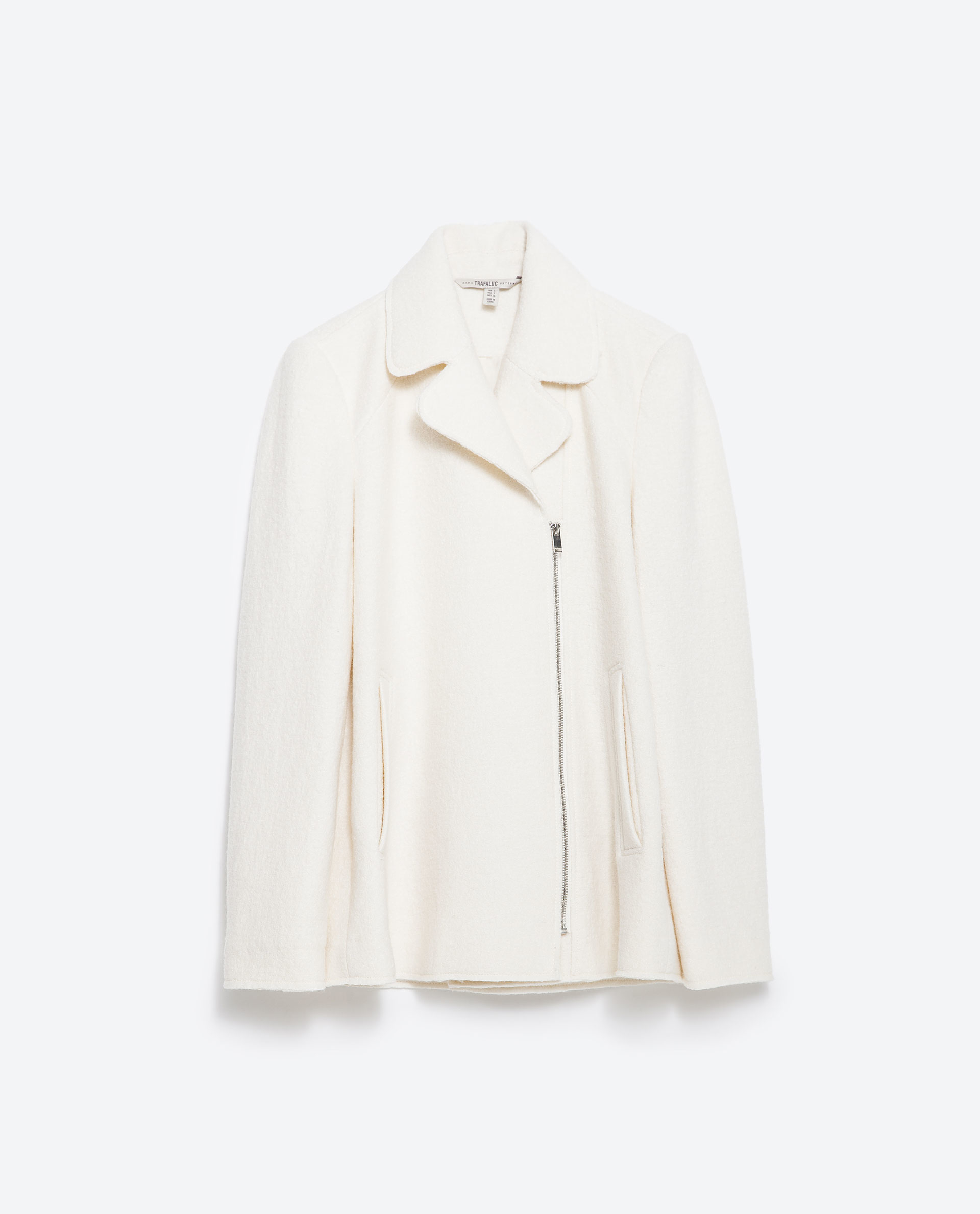 Zara Lapel Collar Coat in White (Ecru) Lyst