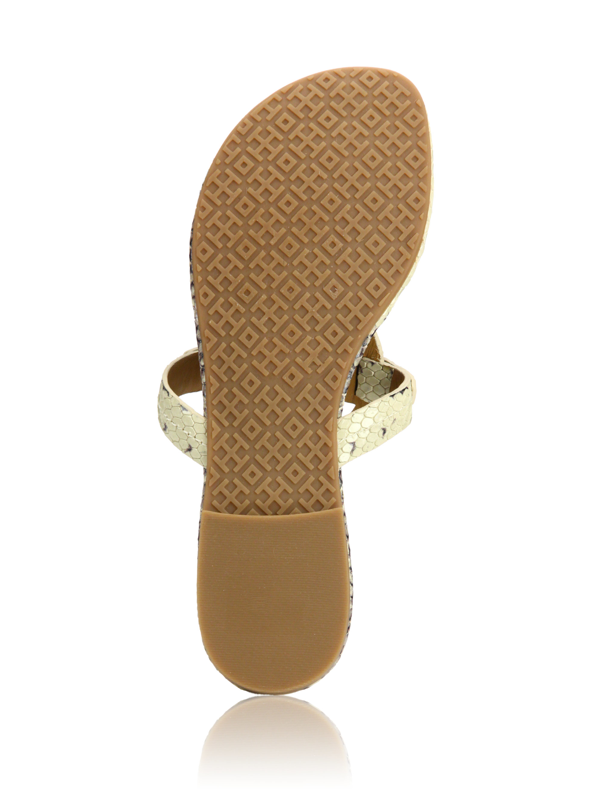 Tory Burch Miller Snake-embossed Leather Logo Thong Sandals | Lyst