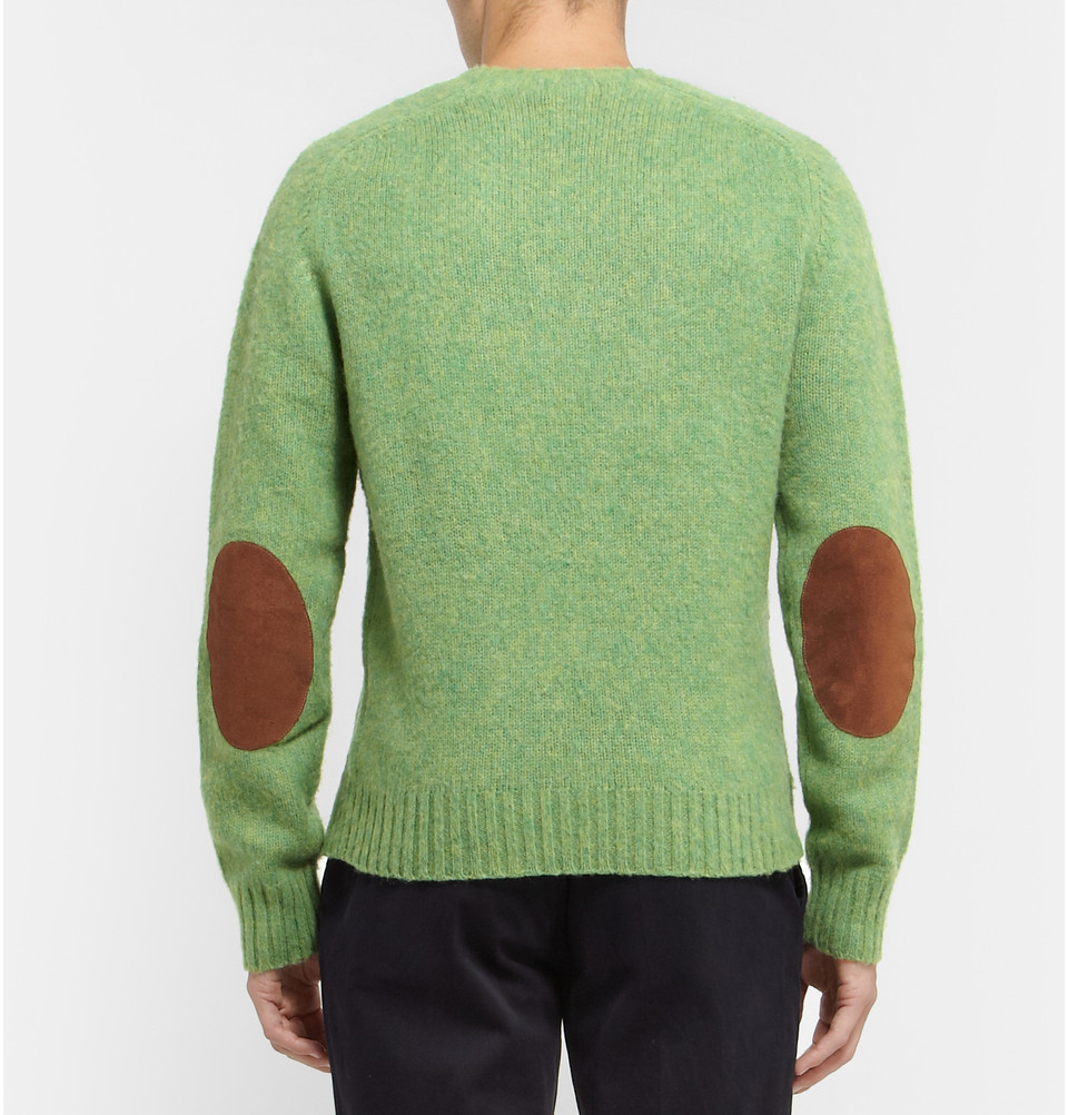Polo Ralph Lauren Suede Elbow Patch Brushed Knittedwool Sweater in