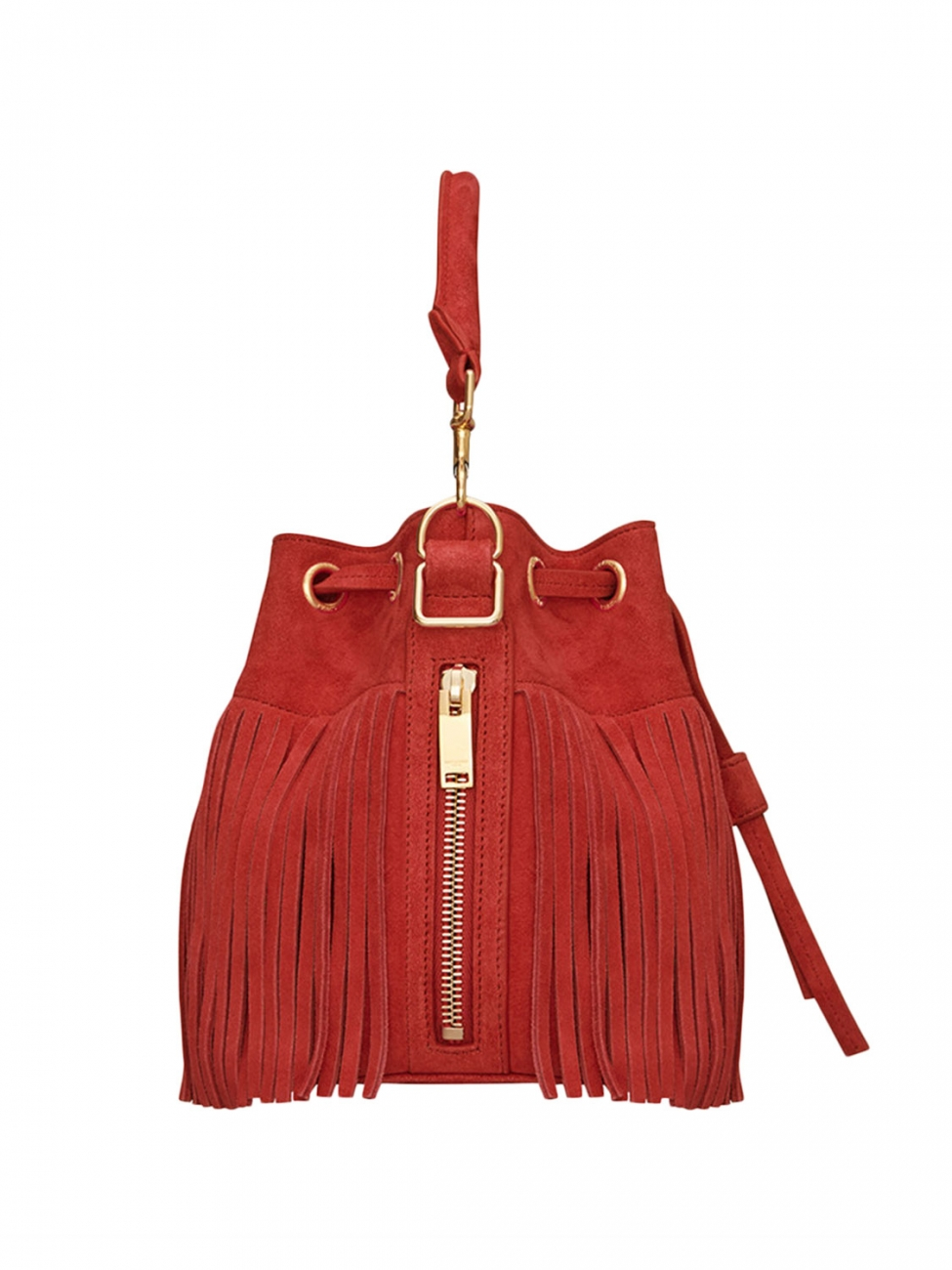 Emmanuelle Small Suede Fringe Bucket Bag, Dark Brown Emmanuelle Small Suede Fringe Bucket Bag, Dark Brown