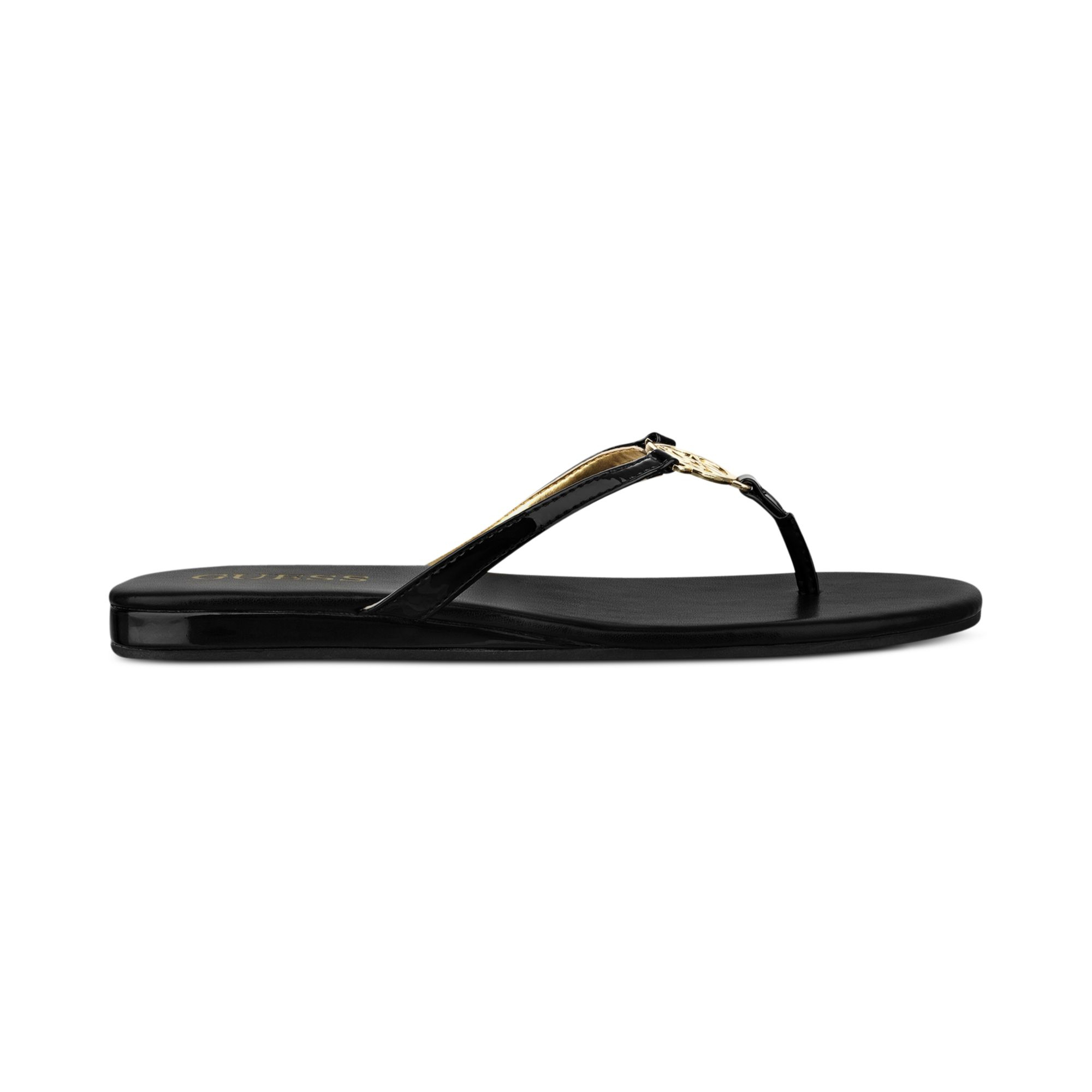 Guess Julsy Flat Thong Sandals in Black Lyst