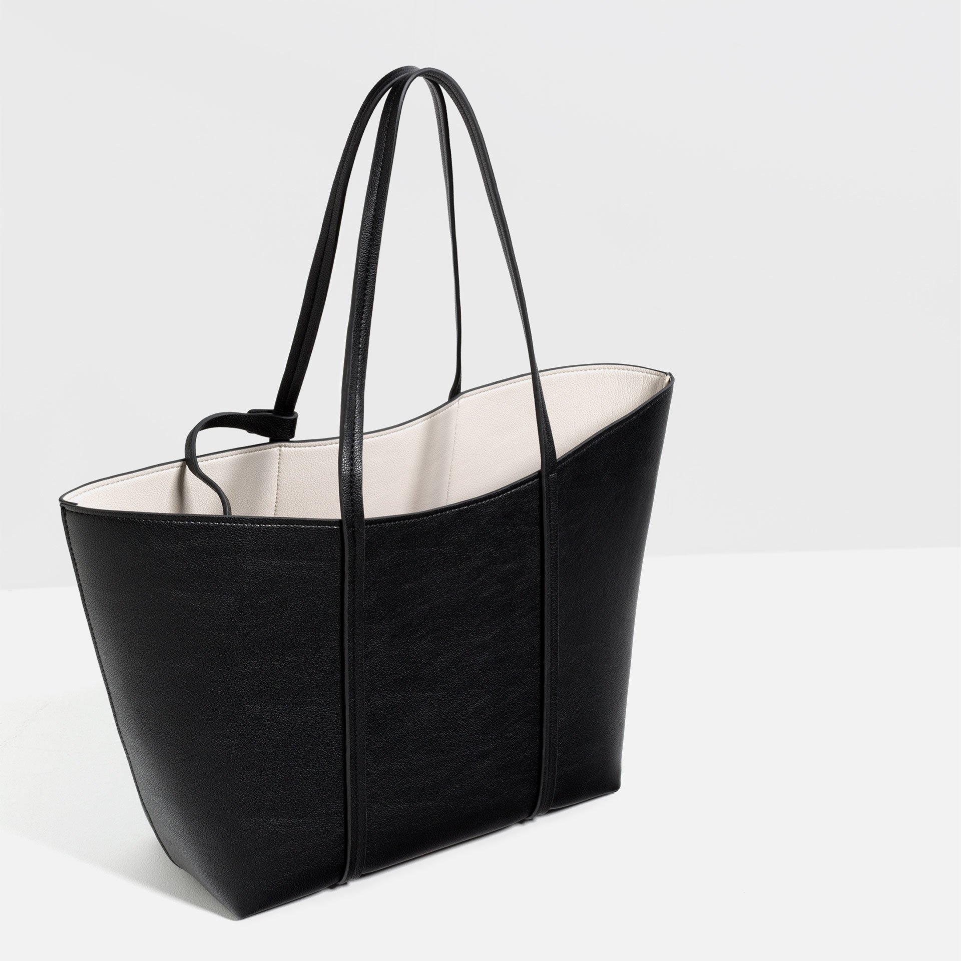 Zara Reversible Faux-Leather Tote in Black | Lyst