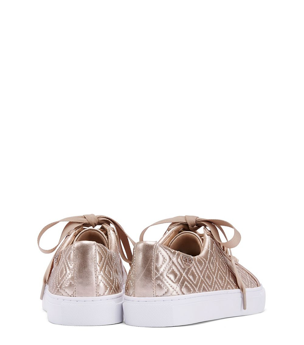 rose gold quilted sneakers