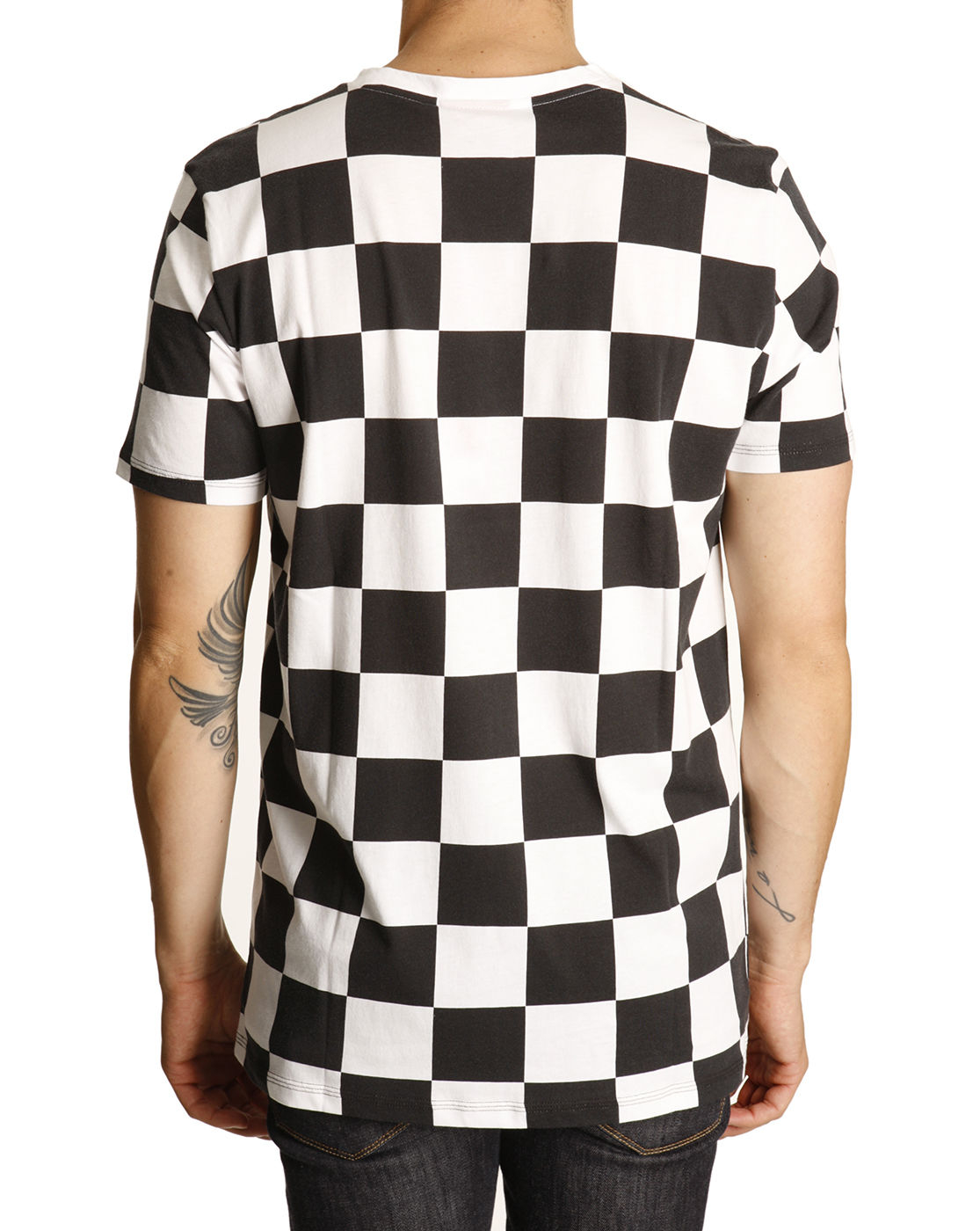 black and white checkered v neck sweater