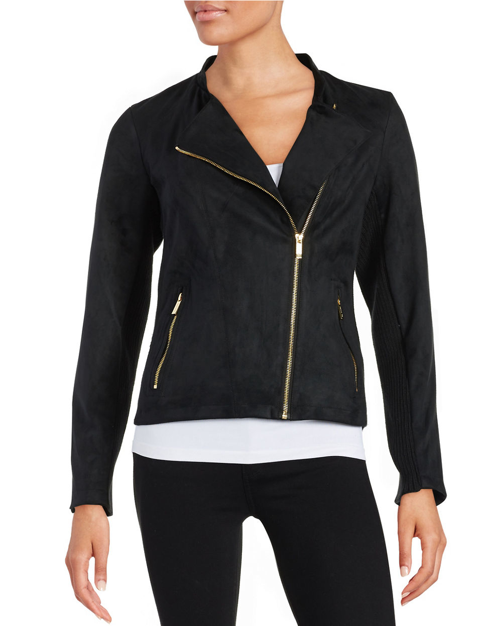 Women S Black Faux Suede Moto Jacket