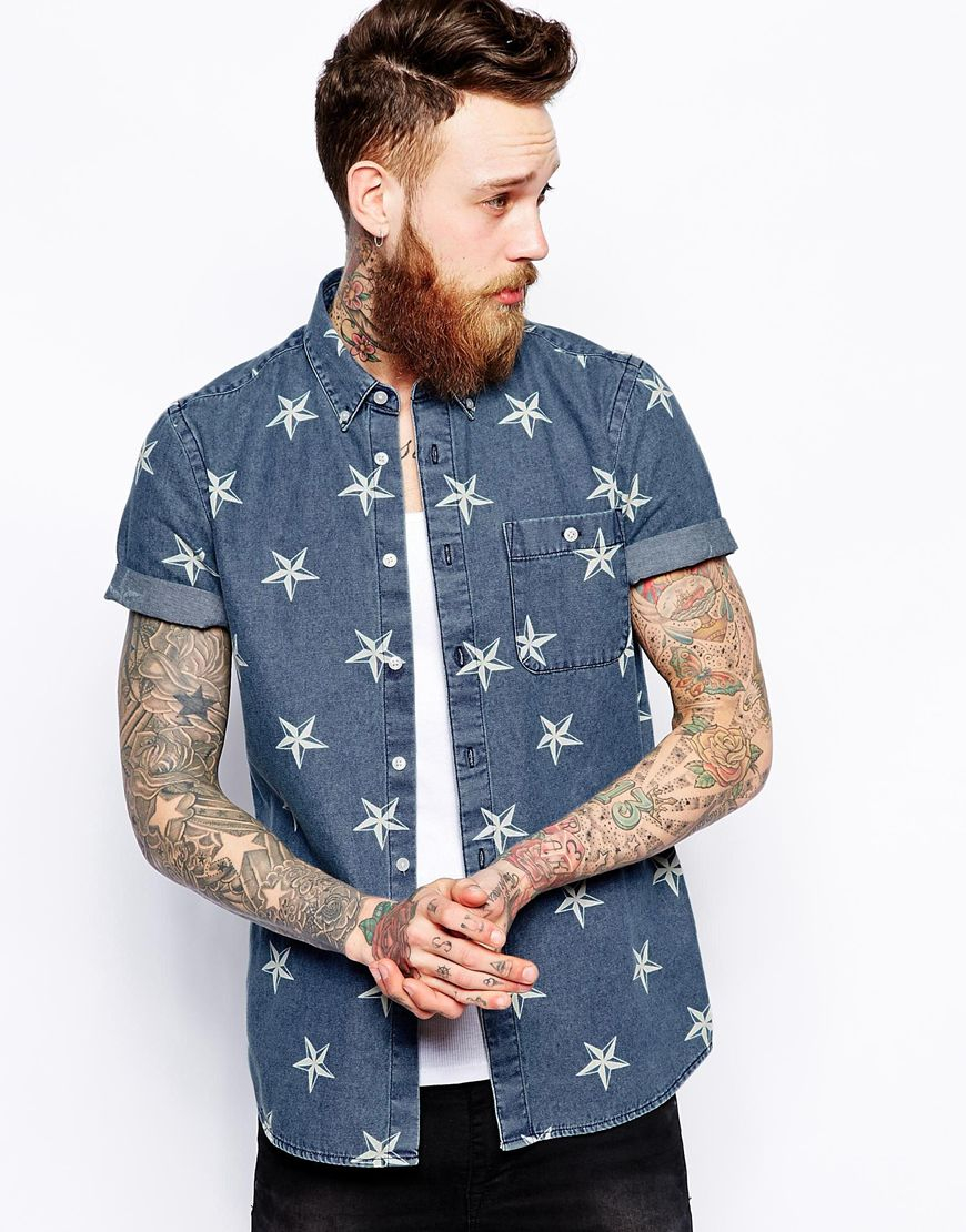 denim shirt with stars