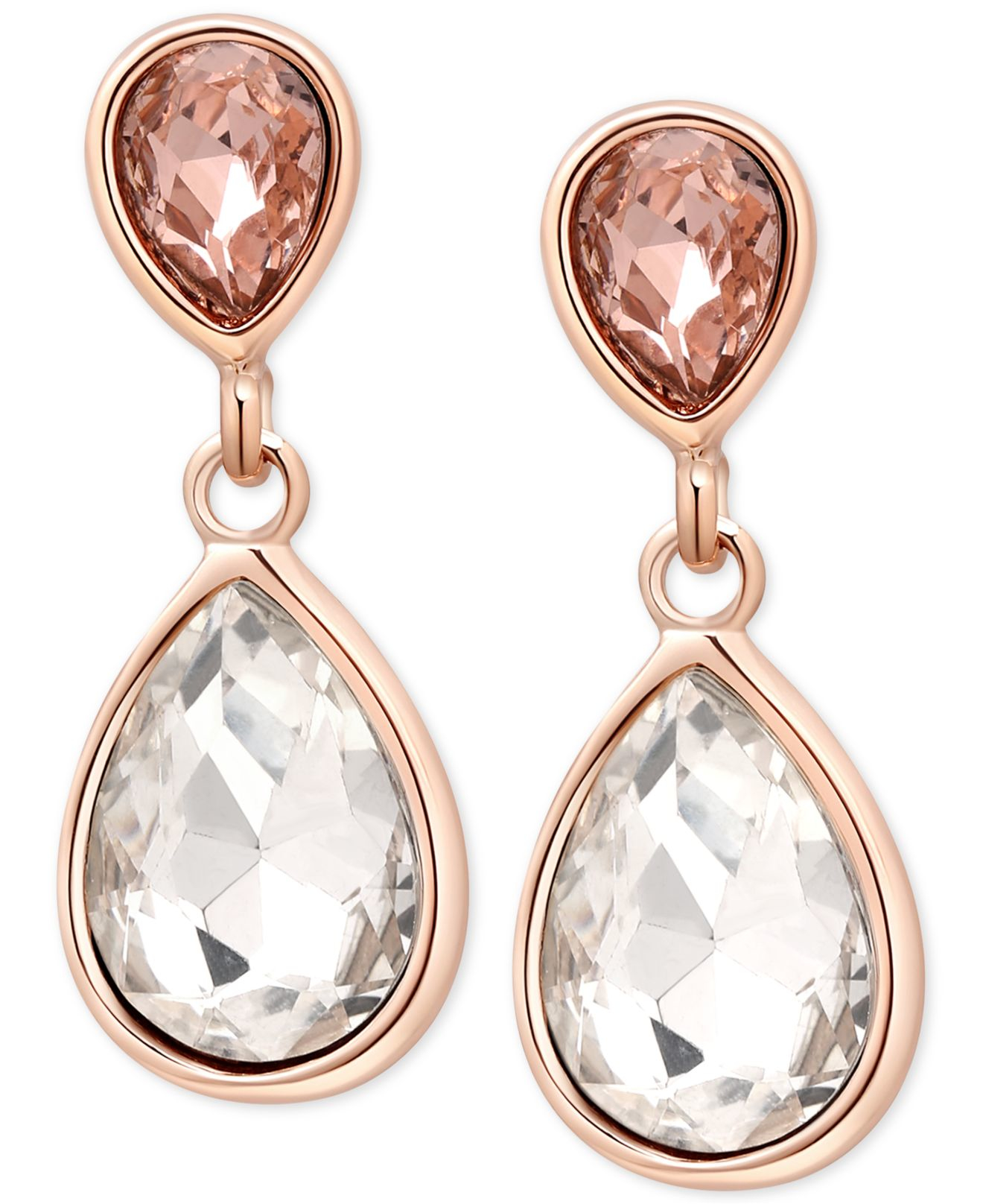 Gold and crystal drop earrings Clearance