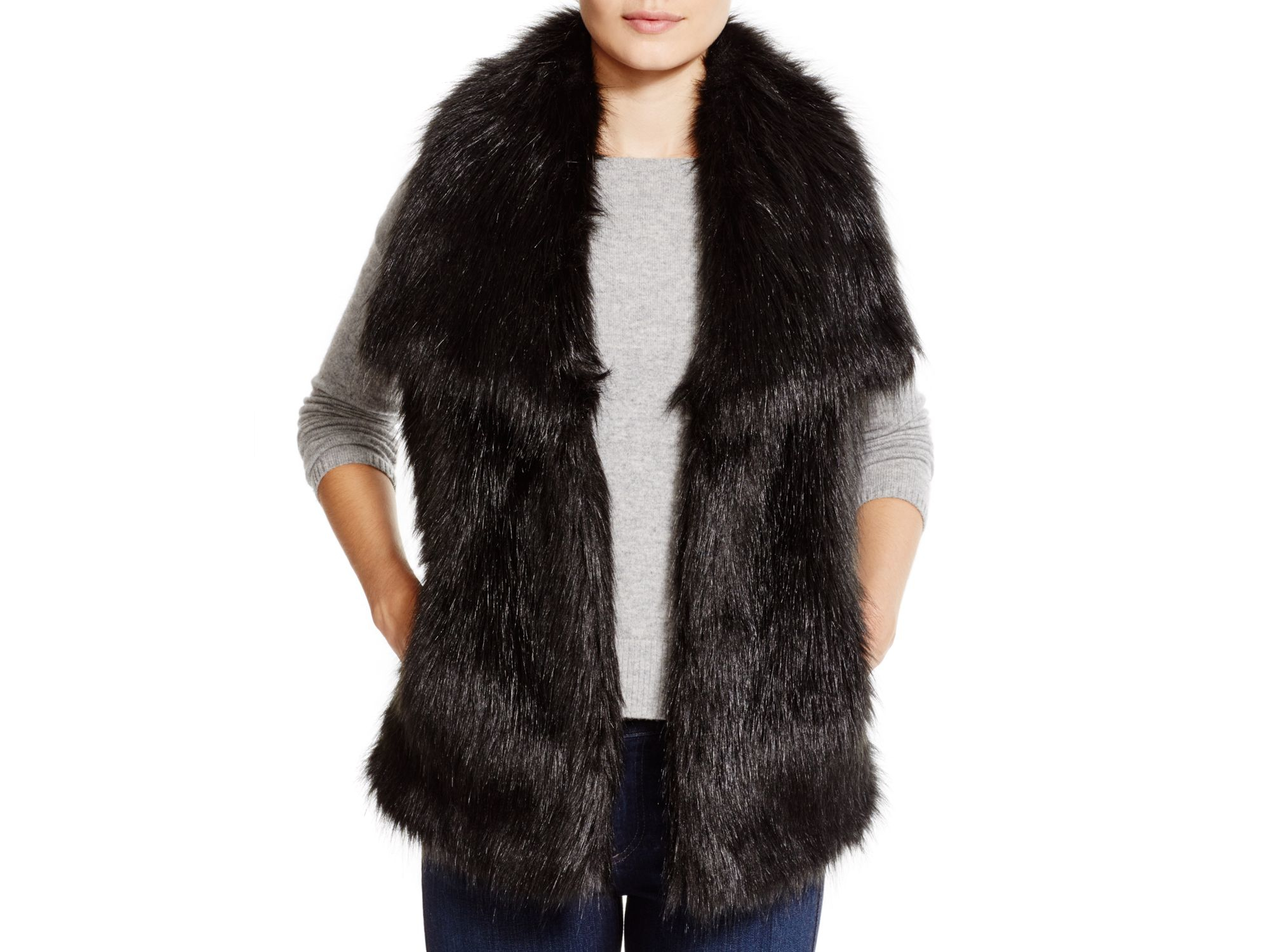 Lyst Via Spiga Mongolian Faux Fur Vest in Black