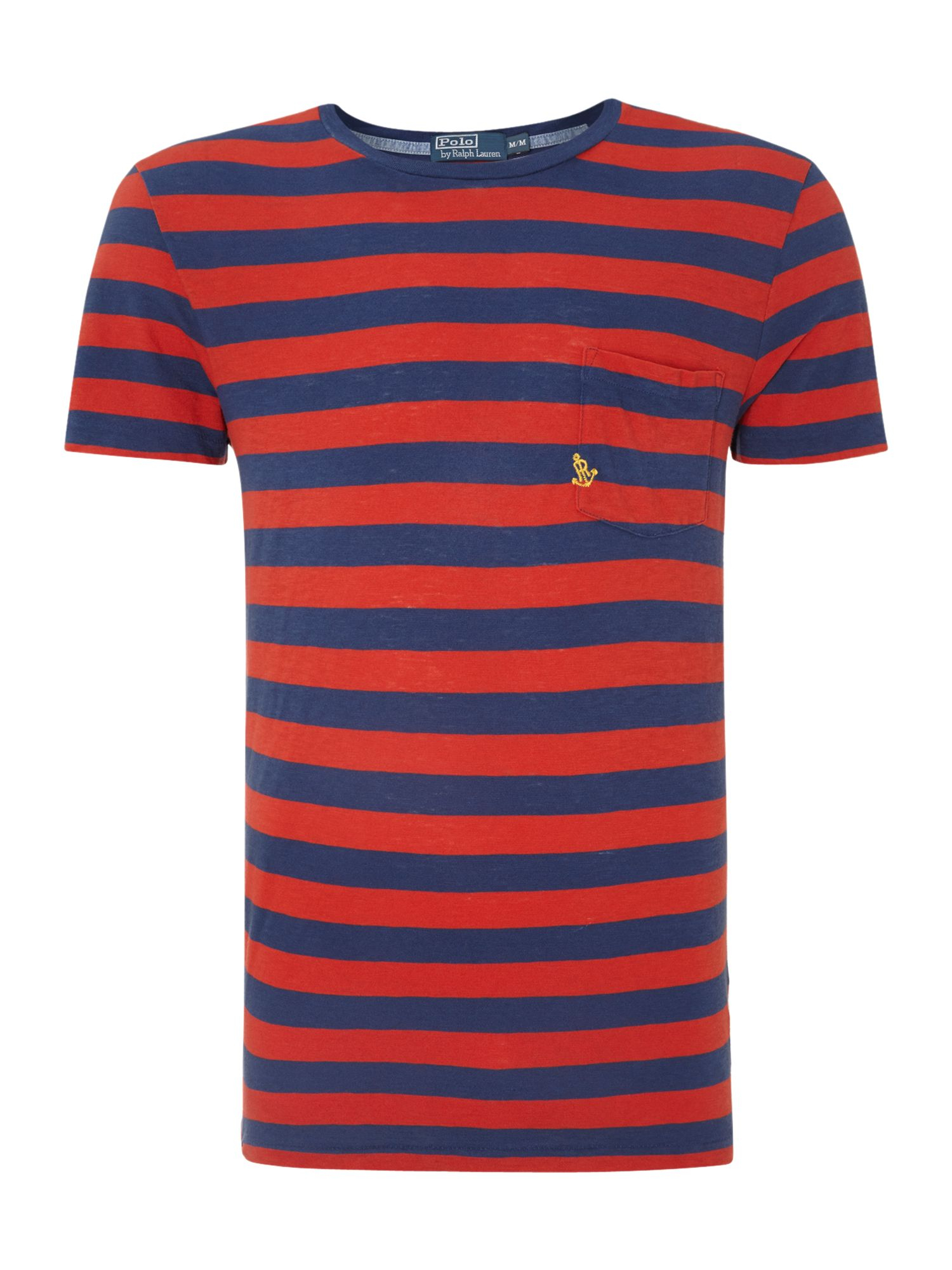 Polo ralph lauren Crew Neck Striped T Shirt in Blue for Men (Red) | Lyst