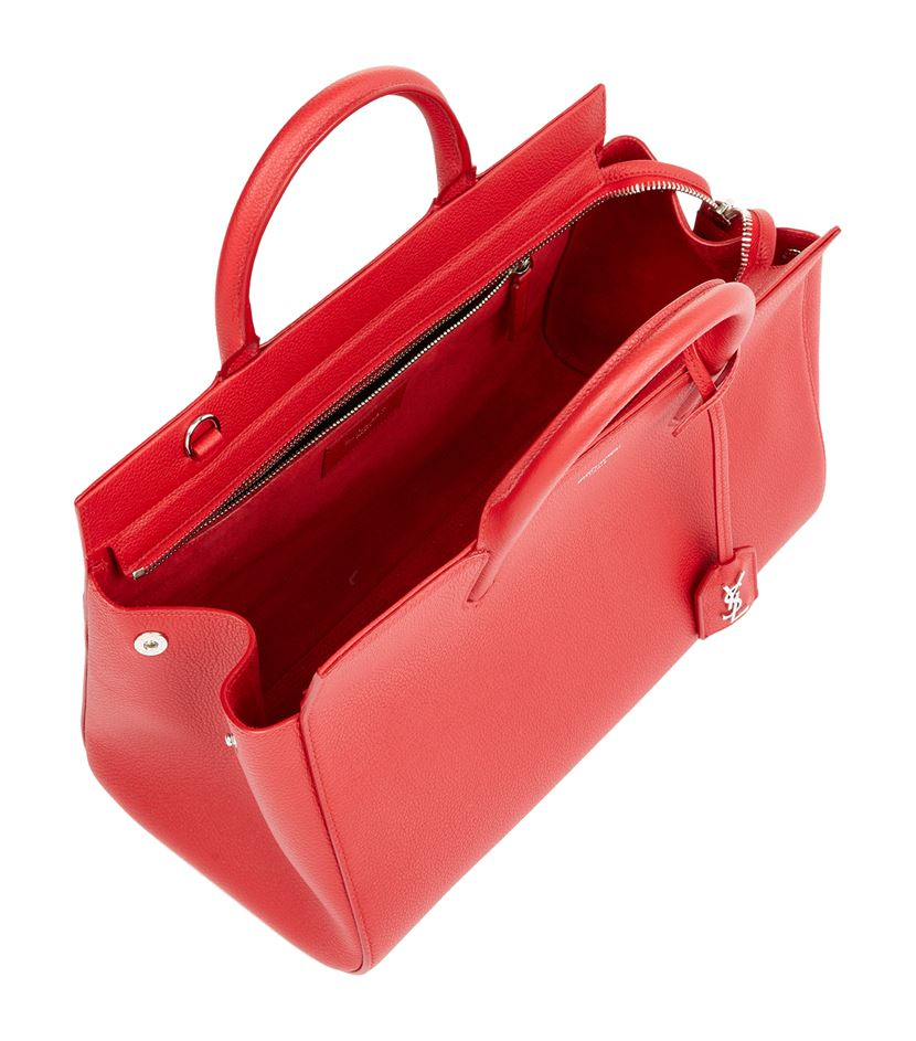 Saint laurent Small Cabas Rive Gauche Bag in Red | Lyst