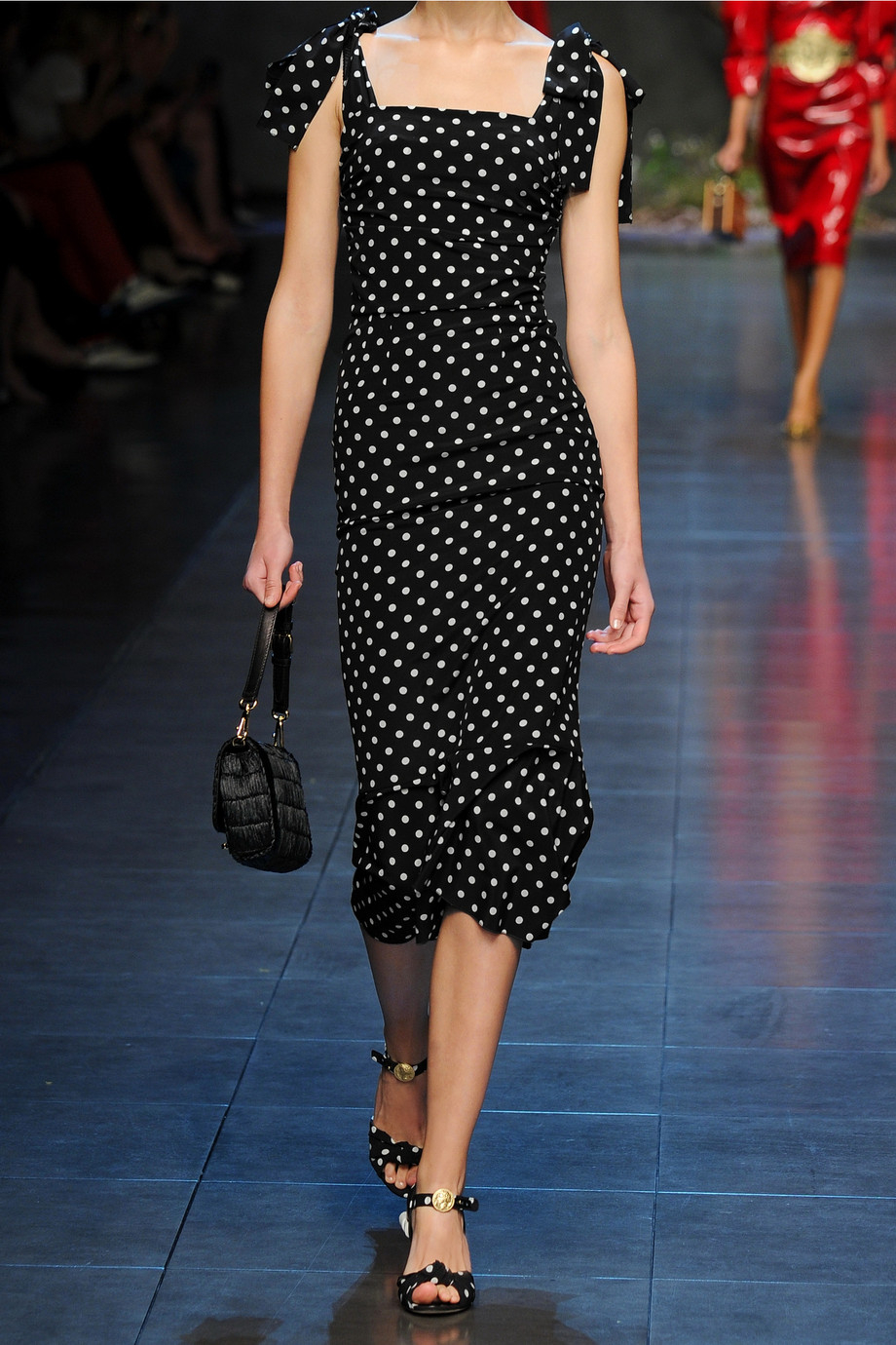 Lyst Dolce & Gabbana Polka Dotprint Stretchsilk Dress in