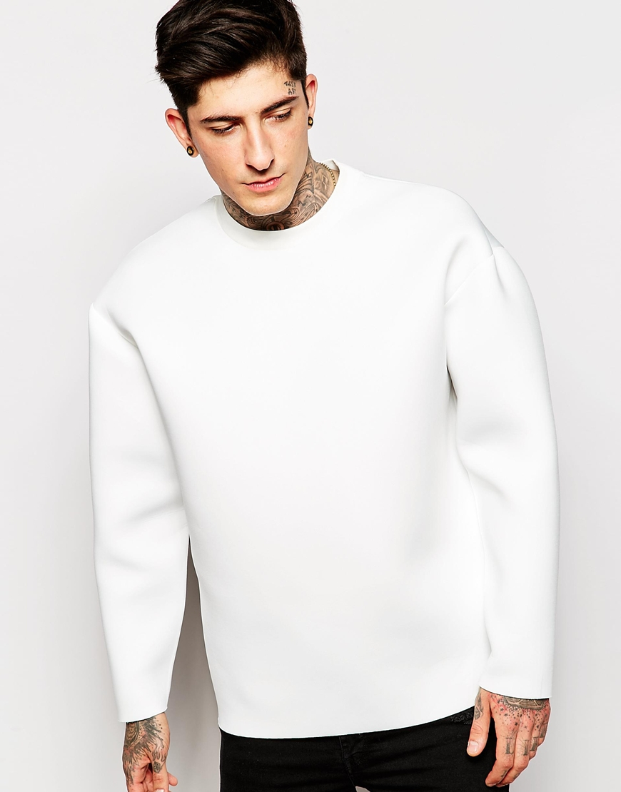 ASOS Cotton Oversized Sweatshirt In Scuba With Raw Edge - White for Men ...