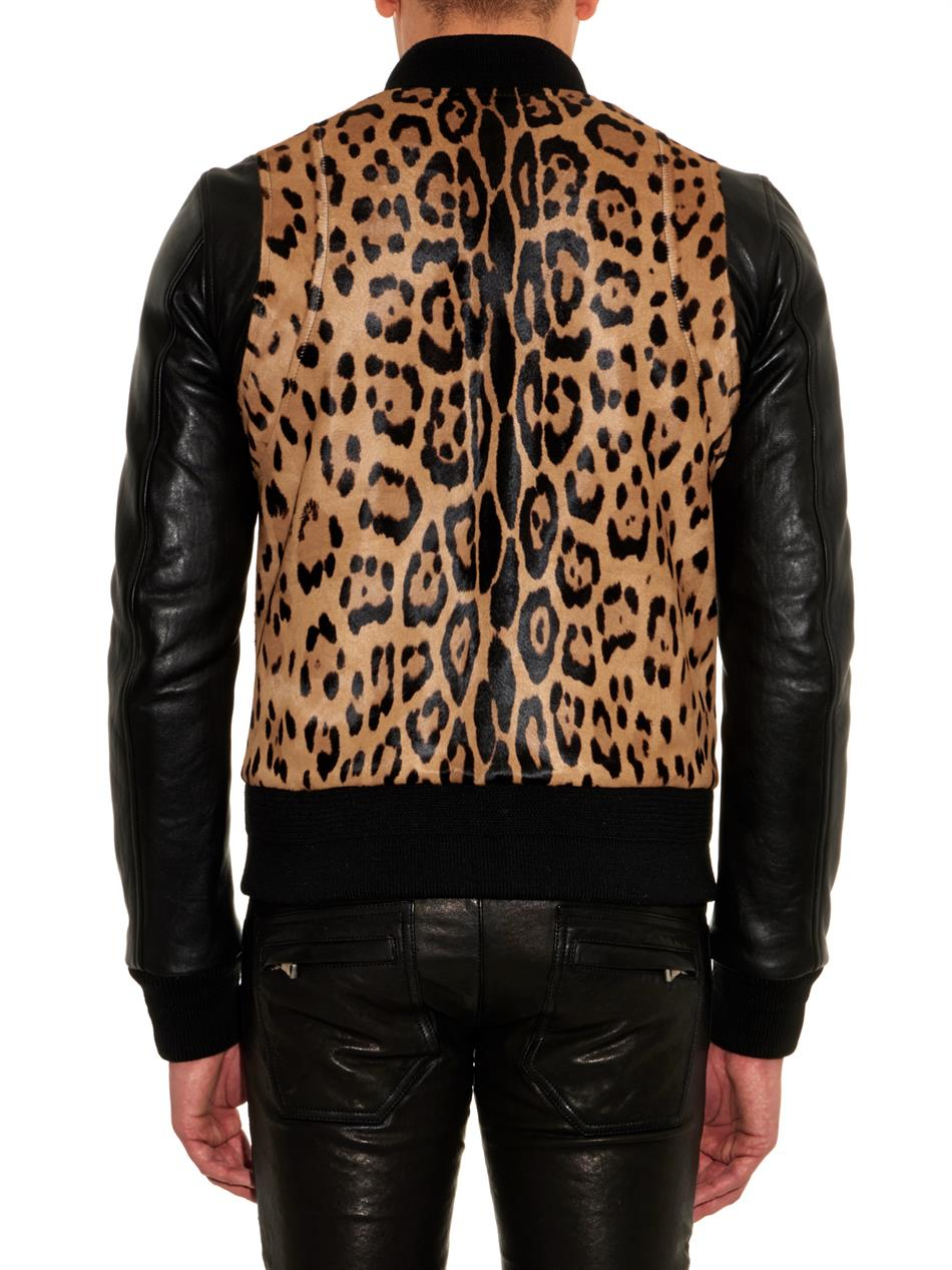 mens leopard print bomber jacket