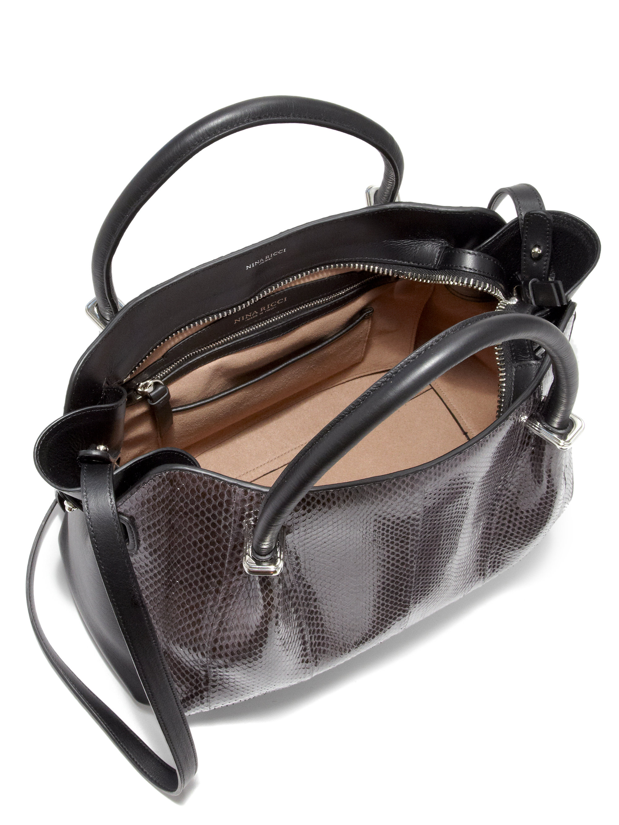 Nina Ricci Marche Python Leather Medium Satchel in Gray - Lyst