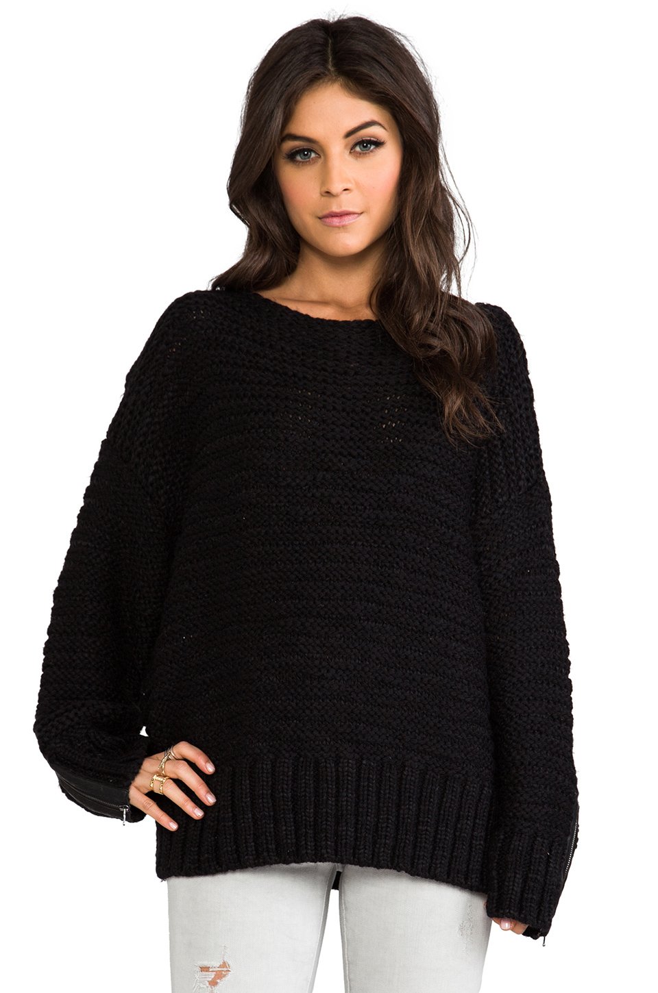 black oversized sweater