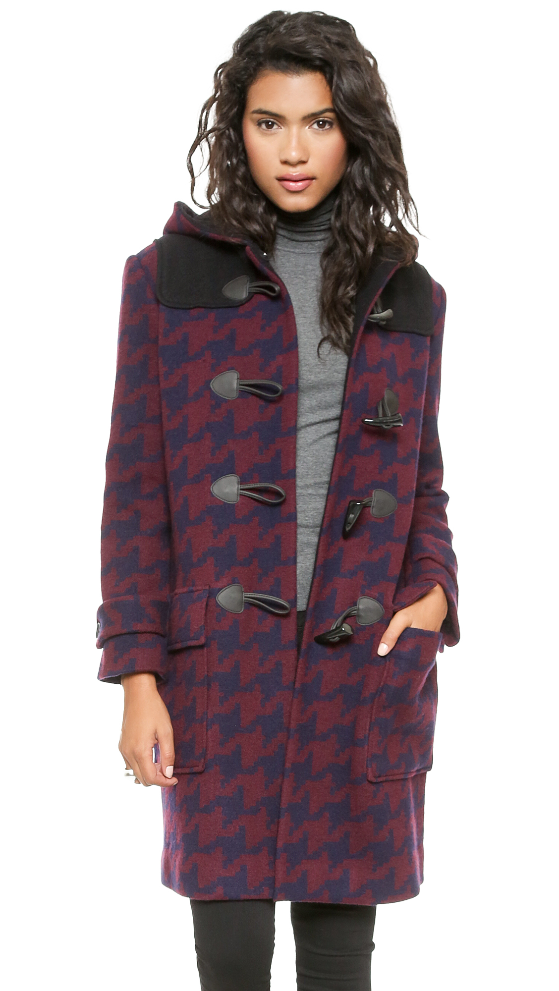 Dkny Hooded Coat With Leather Trim - Royal Navy in Blue (Royal Navy) | Lyst