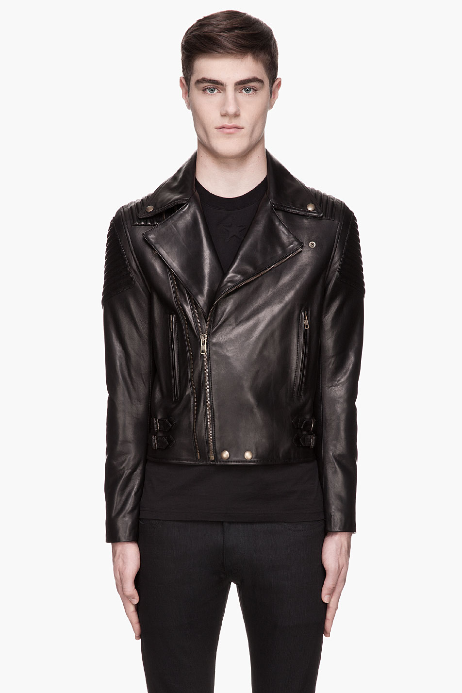 Quilted Men Brown Buffed Mens Fashion Leather Jacket