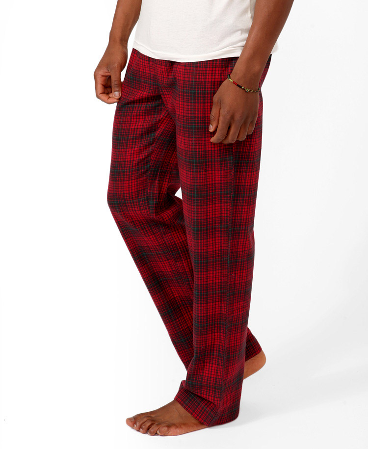 red plaid pajama pants