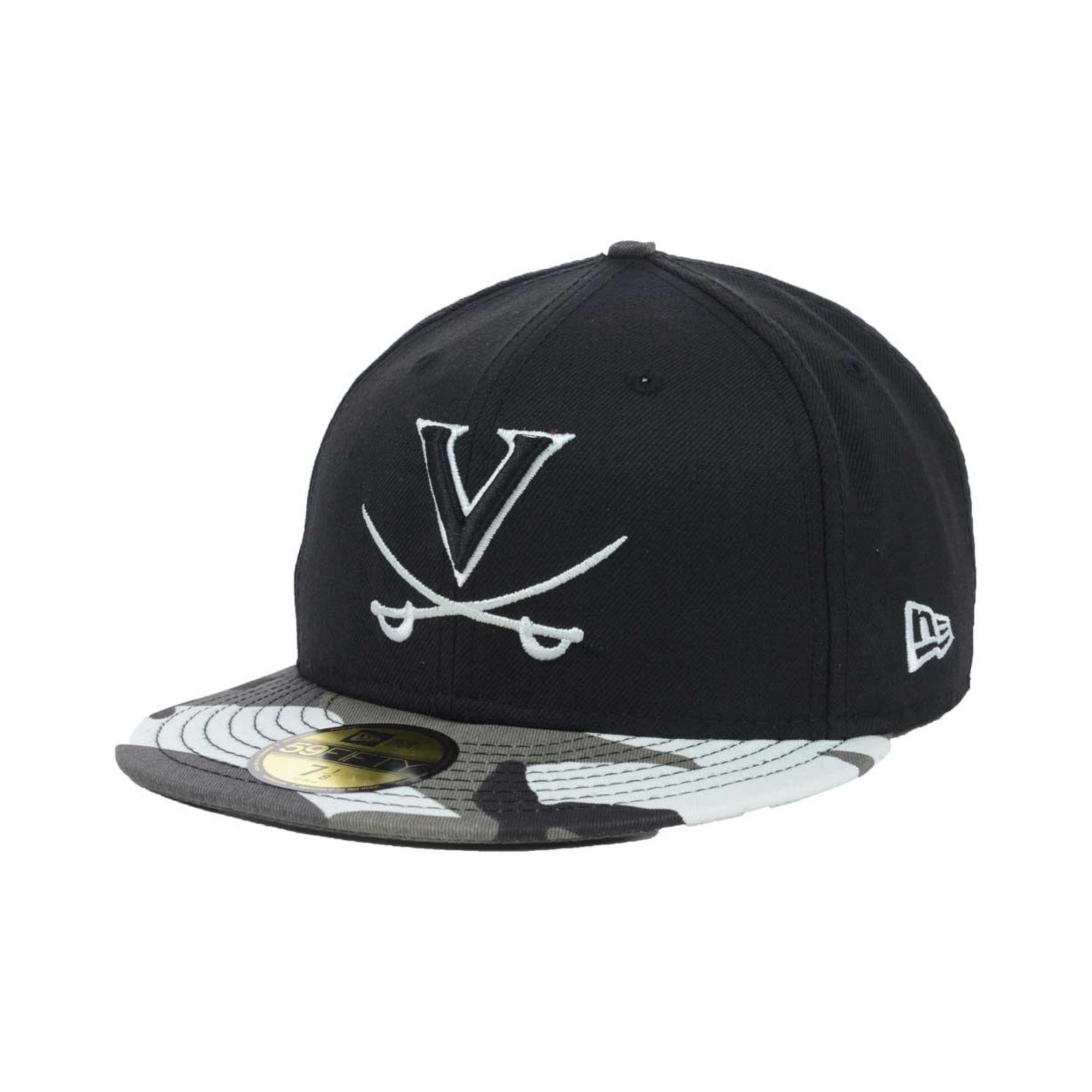 KTZ Virginia Cavaliers Urban Camo 59fifty Cap in Black/White (Black ...