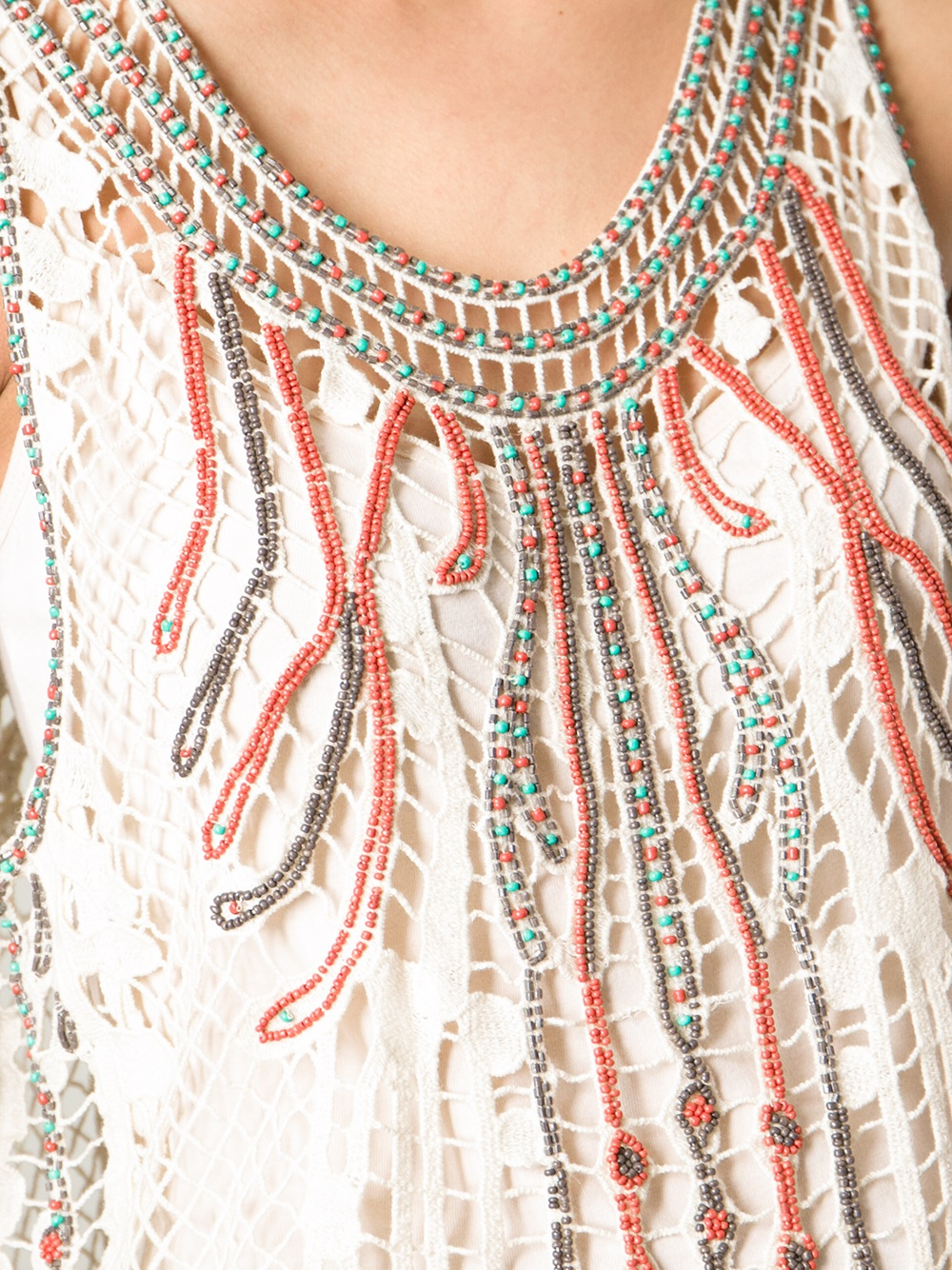 Antik Batik Ania Beaded Vest in Natural - Lyst