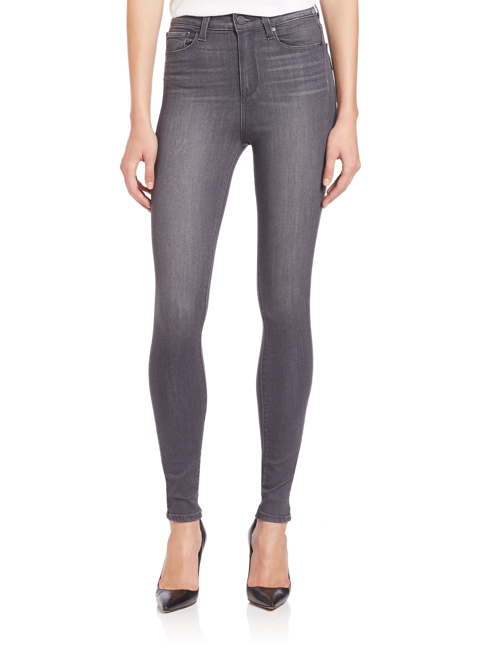 PAIGE Margot High-rise Ultra Skinny Jeans in Gray - Lyst