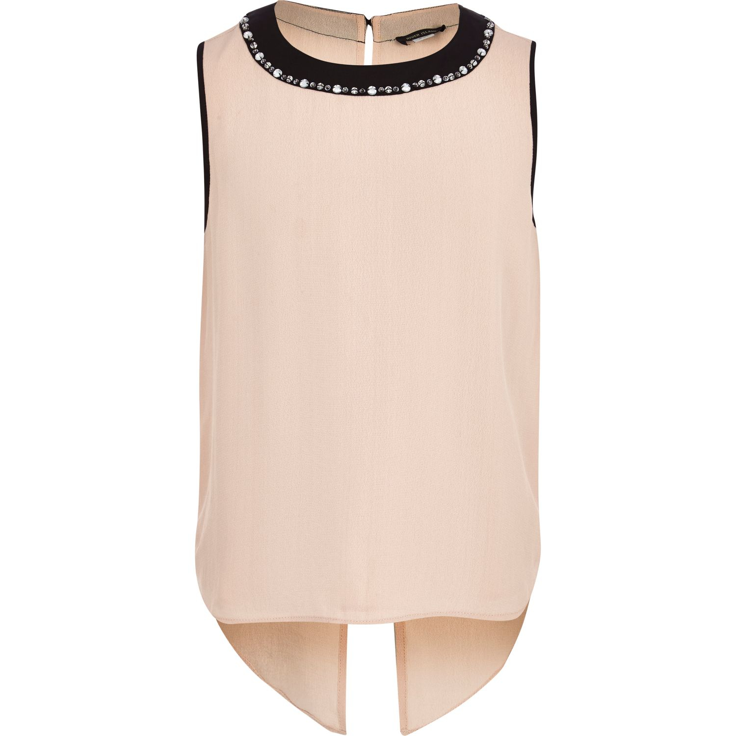 River Island Girls Pink Embellished Split Back Top in Pink Lyst
