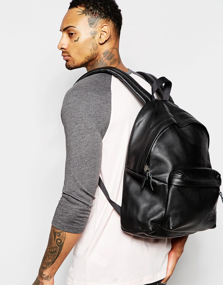 Eastpak Padded Leather Backpack in Black for | Lyst