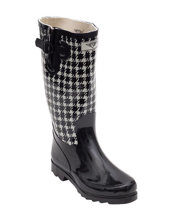 Forever young Women’s Tall Rubber Two Tone Black And White Rain Boots