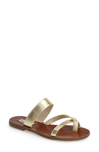Steve Madden 'Aintso' Strappy Leather Toe Ring Sandal in Gold (gold ...