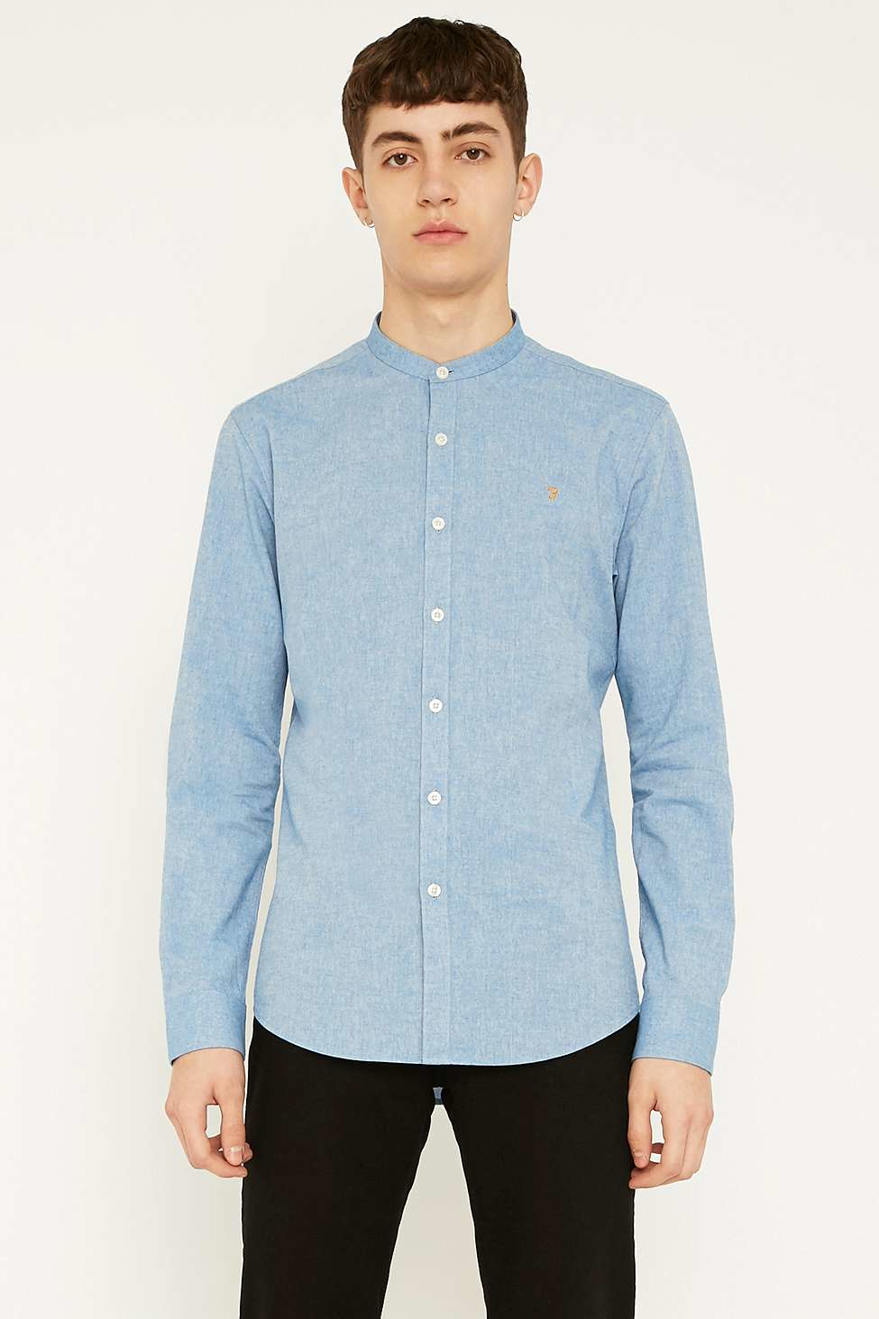 farah collarless shirt