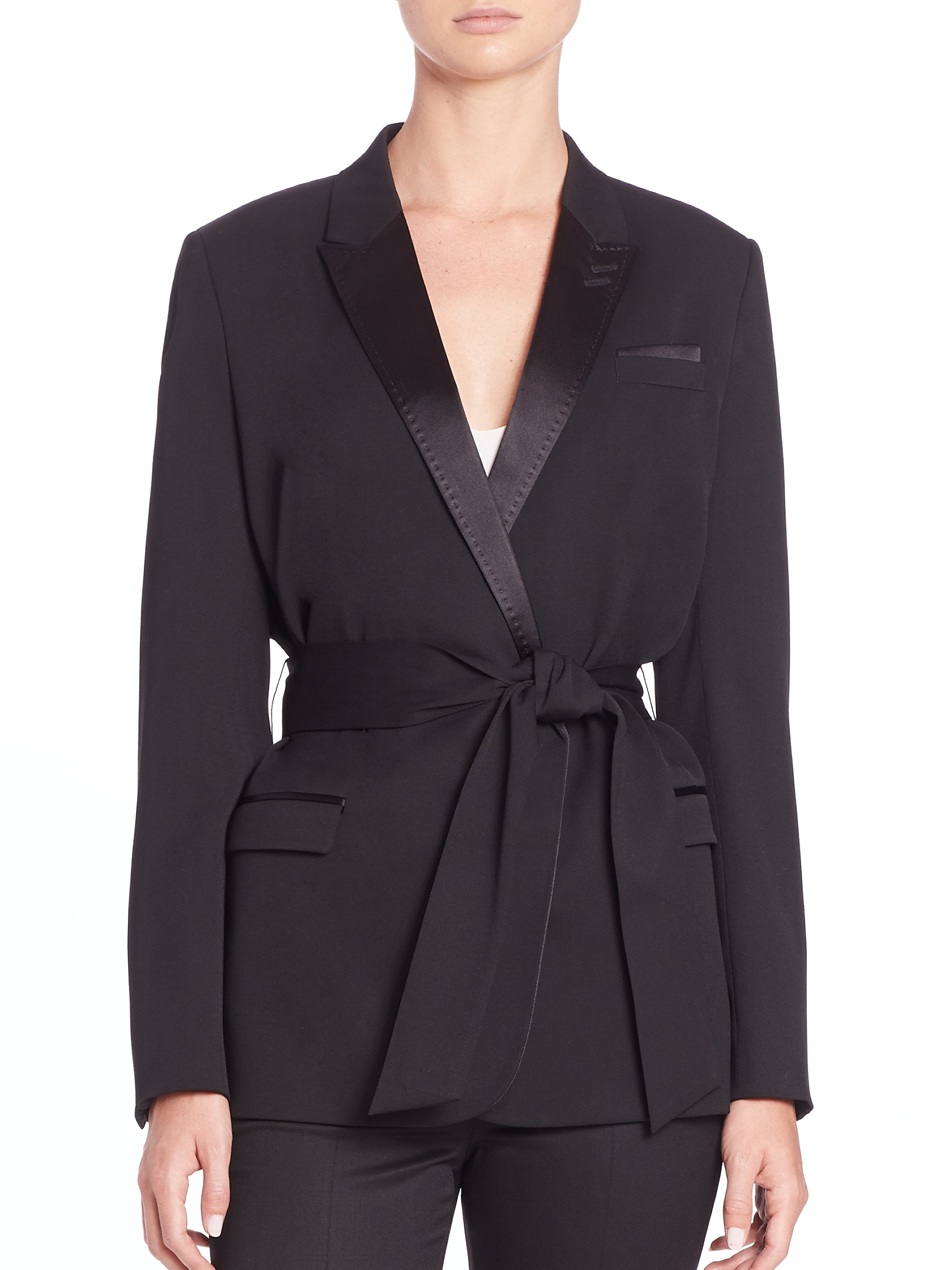 Lyst The Kooples Belted Stretch Wool Blazer in Black