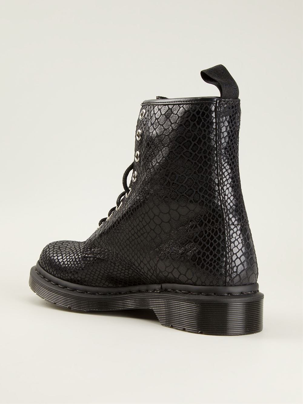 Dr. Martens '1460' Snakeskin Effect Boots in Black | Lyst UK