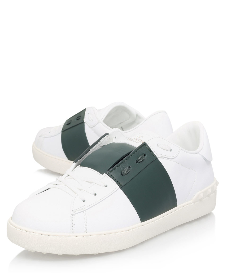 Valentino White Tennis Stripe Trainers in Green for Men Lyst