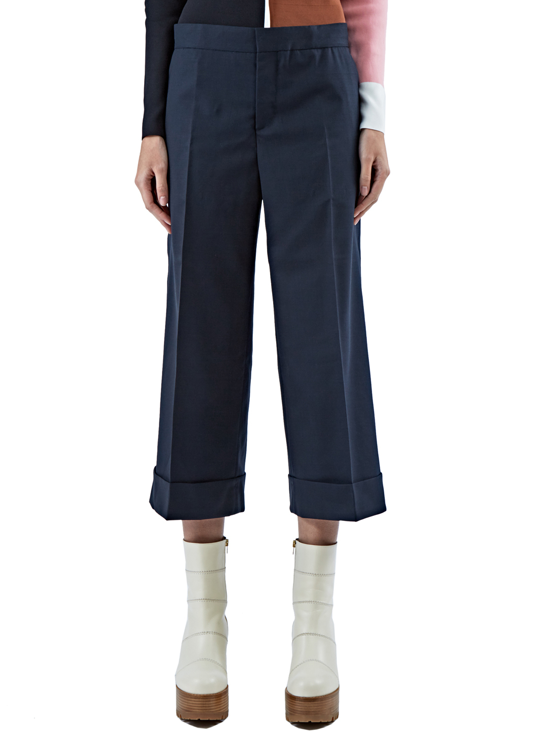 Marni Women's Lightweight Cropped Wide Leg Pants In Navy in Blue | Lyst