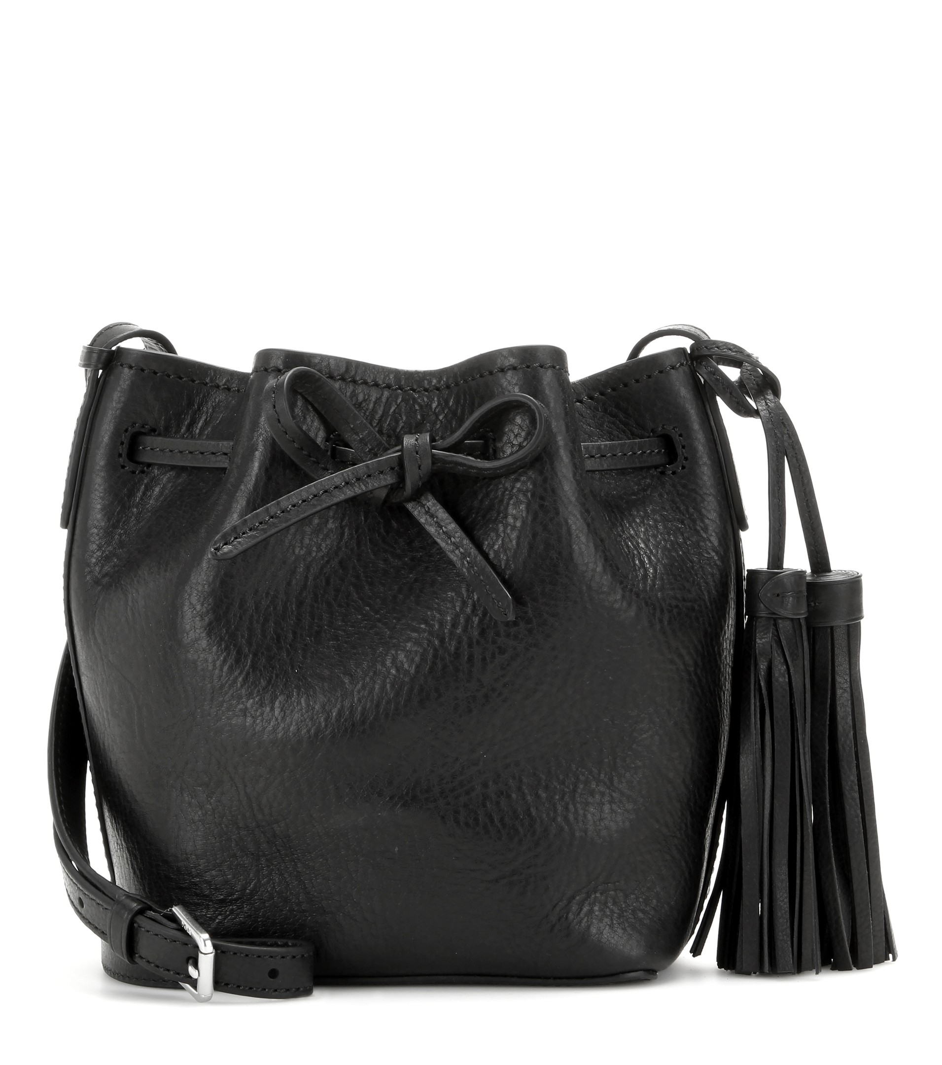 Polo Ralph Lauren Mini Bucket Leather Shoulder Bag in Black - Lyst