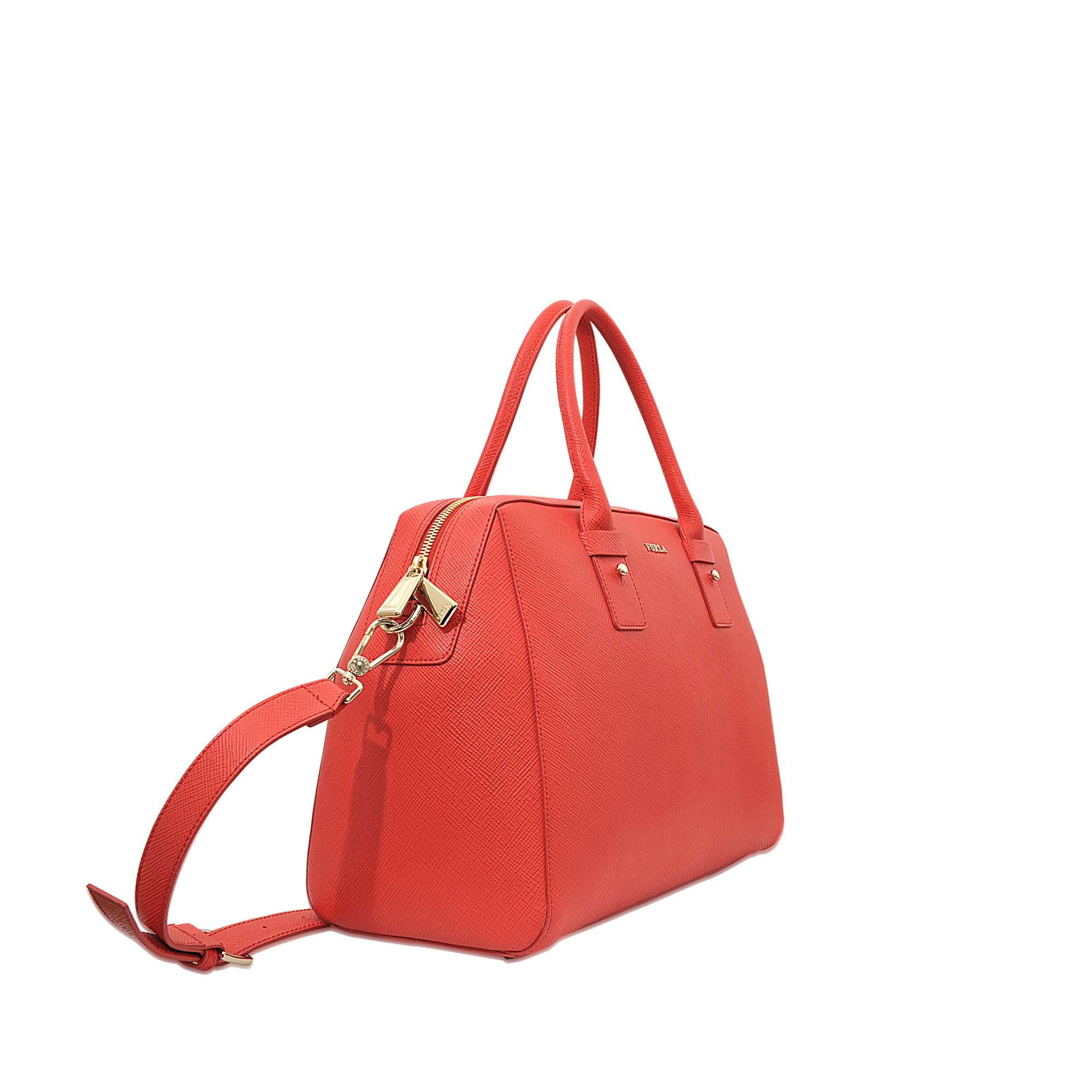 Furla Leather Allegra M Satchel Bag in Red - Lyst