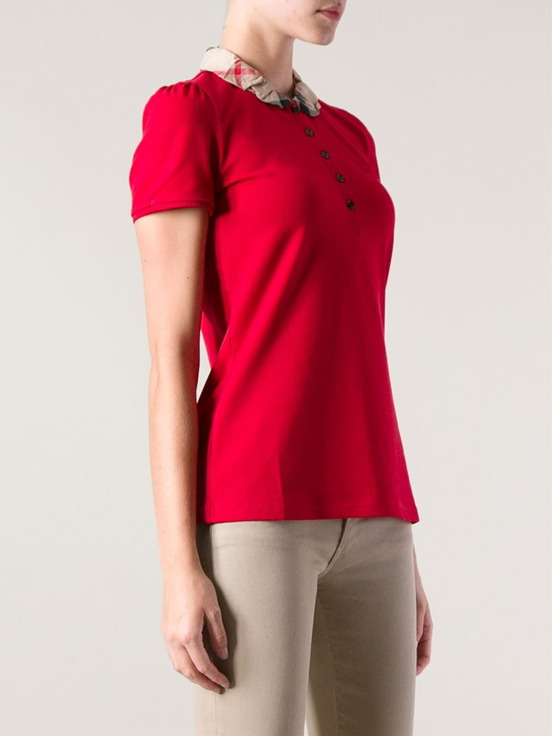 Burberry Brit Check Collar Polo Shirt in Metallic | Lyst