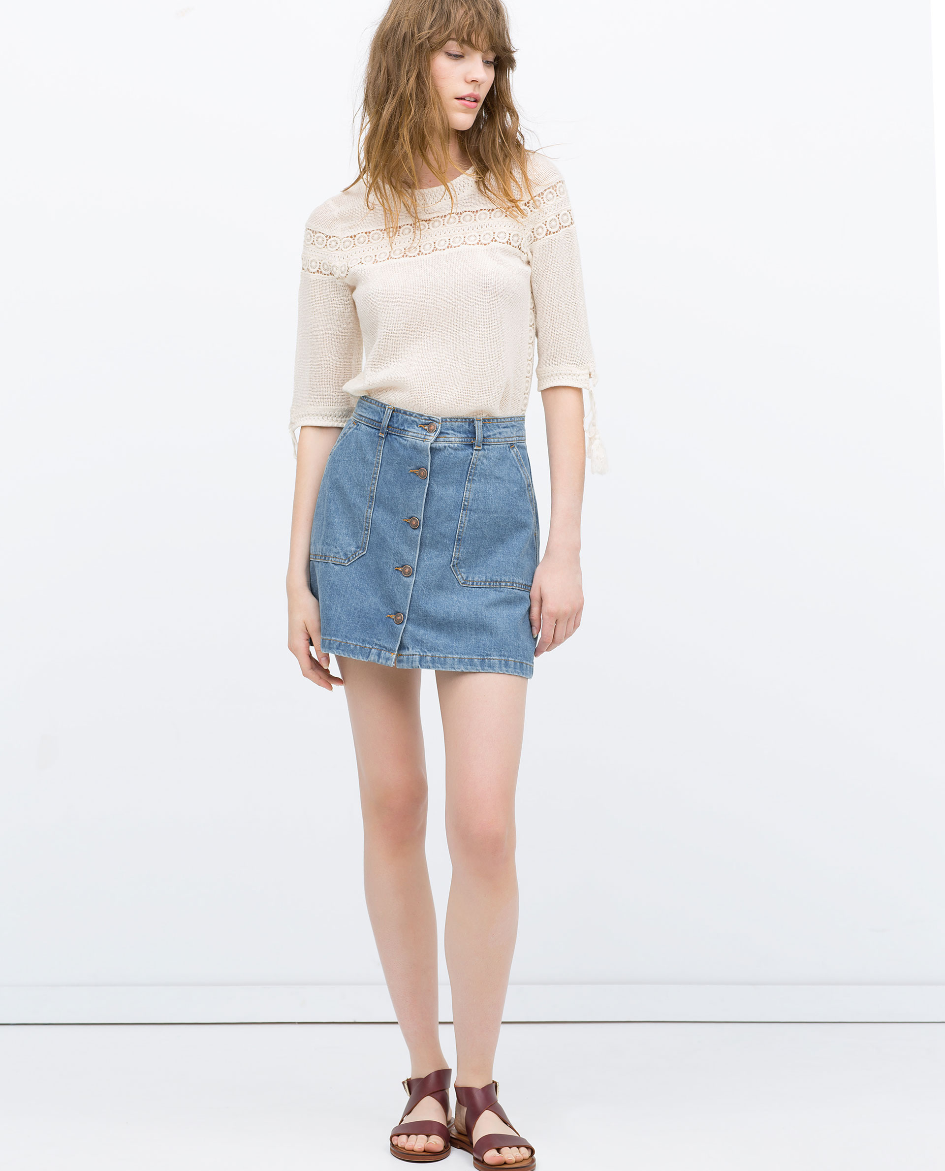 Zara Mini Skater Skirt in Blue Lyst