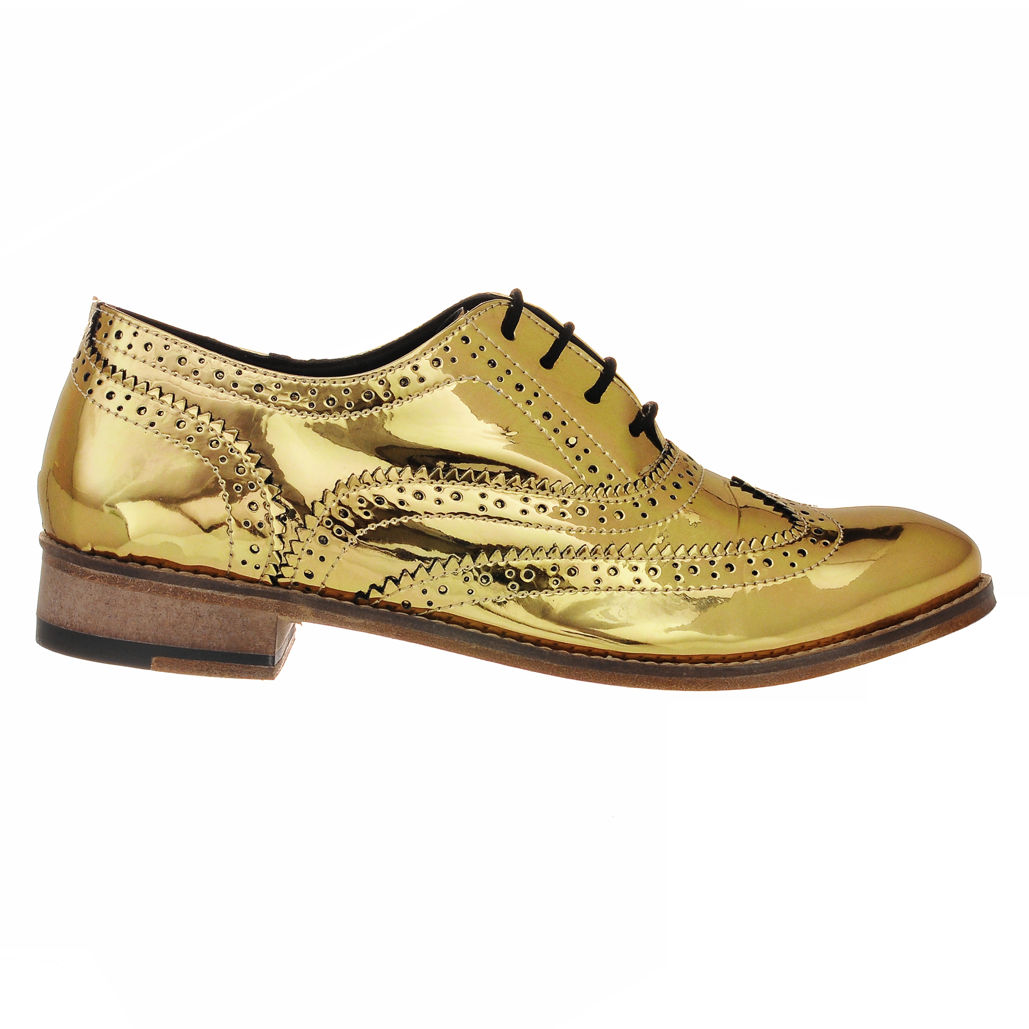 Luke Grant Muller Mens Chrome Gold Metallic Brogue Shoes In Gold For