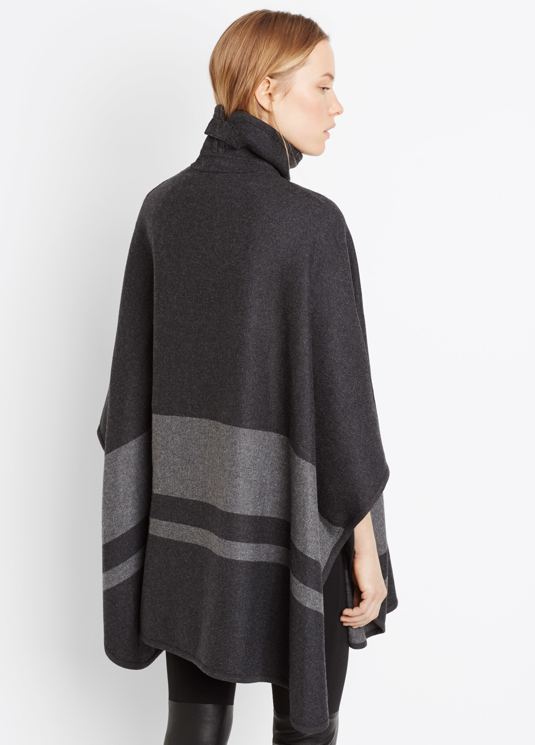 Vince Blanket Stripe Cape in h Charcoal m h Grey (Gray) Lyst