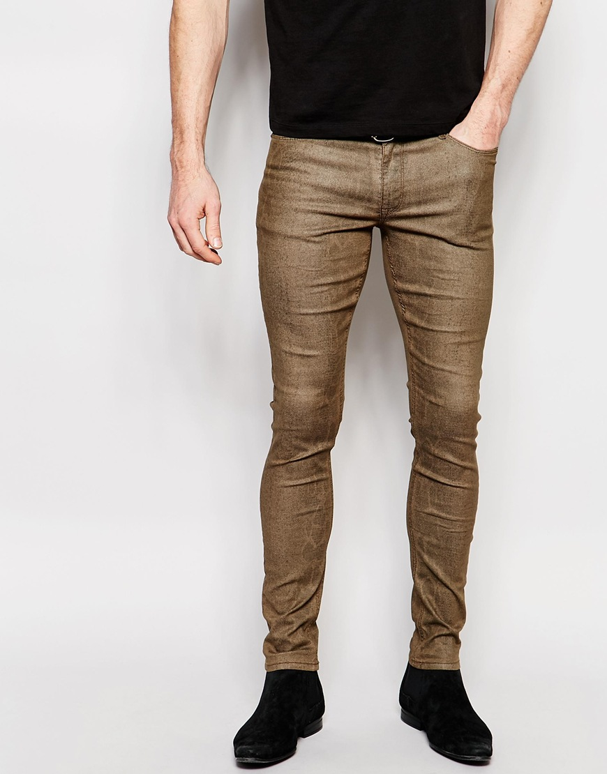 ASOS Extreme Skinny Jeans In Snake Print in Brown for Men | Lyst