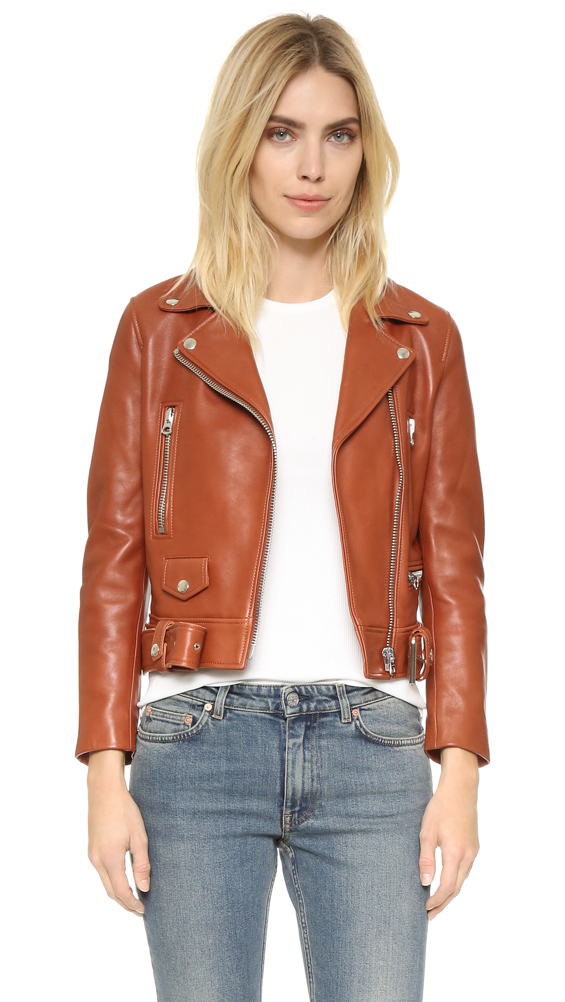 Acne Studios Mock Leather Jacket in Brown - Lyst