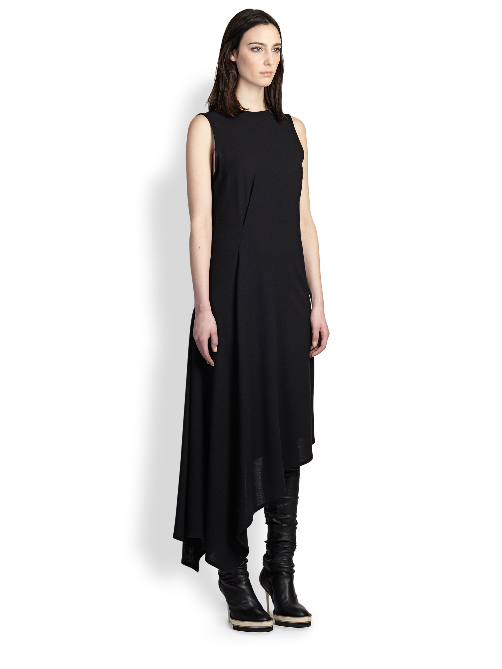 Lyst - Ann Demeulemeester Blackjack Asymmetrical Dress in Black