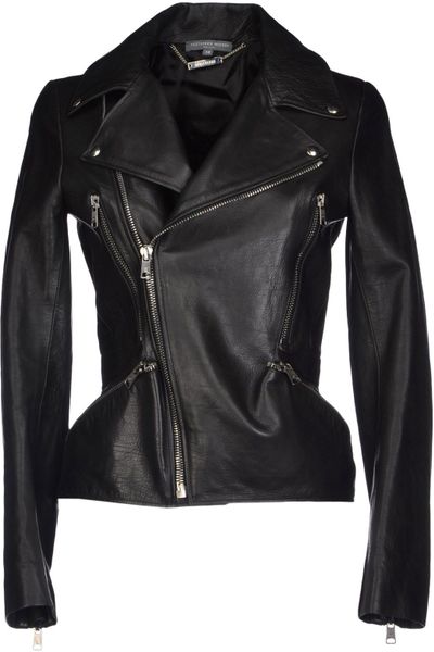 Alexander Mcqueen Stud Grainy Leather Biker Jacket in Black | Lyst