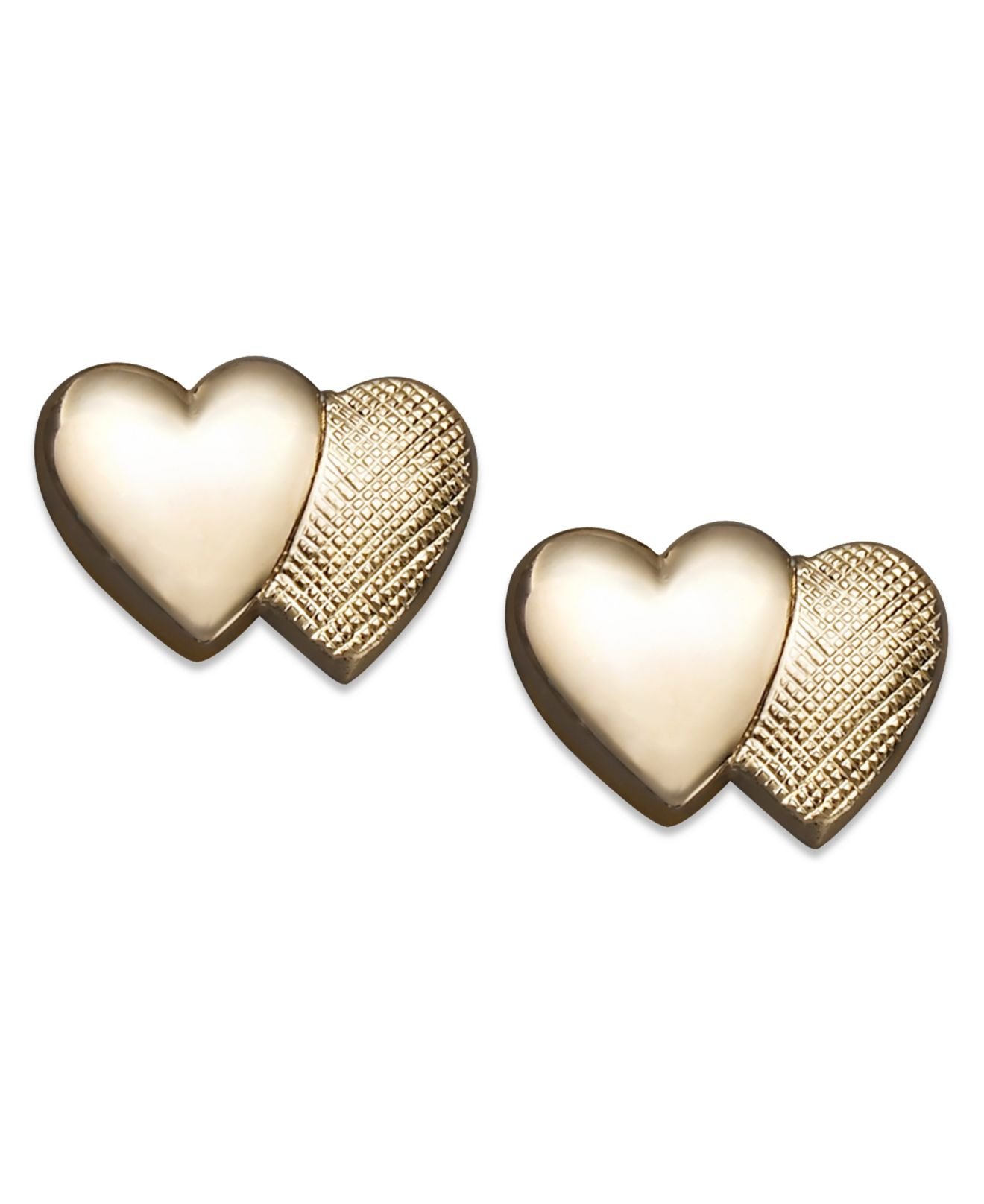  Macy s  Us Children s  14k Gold  Earrings  Double Heart Stud  