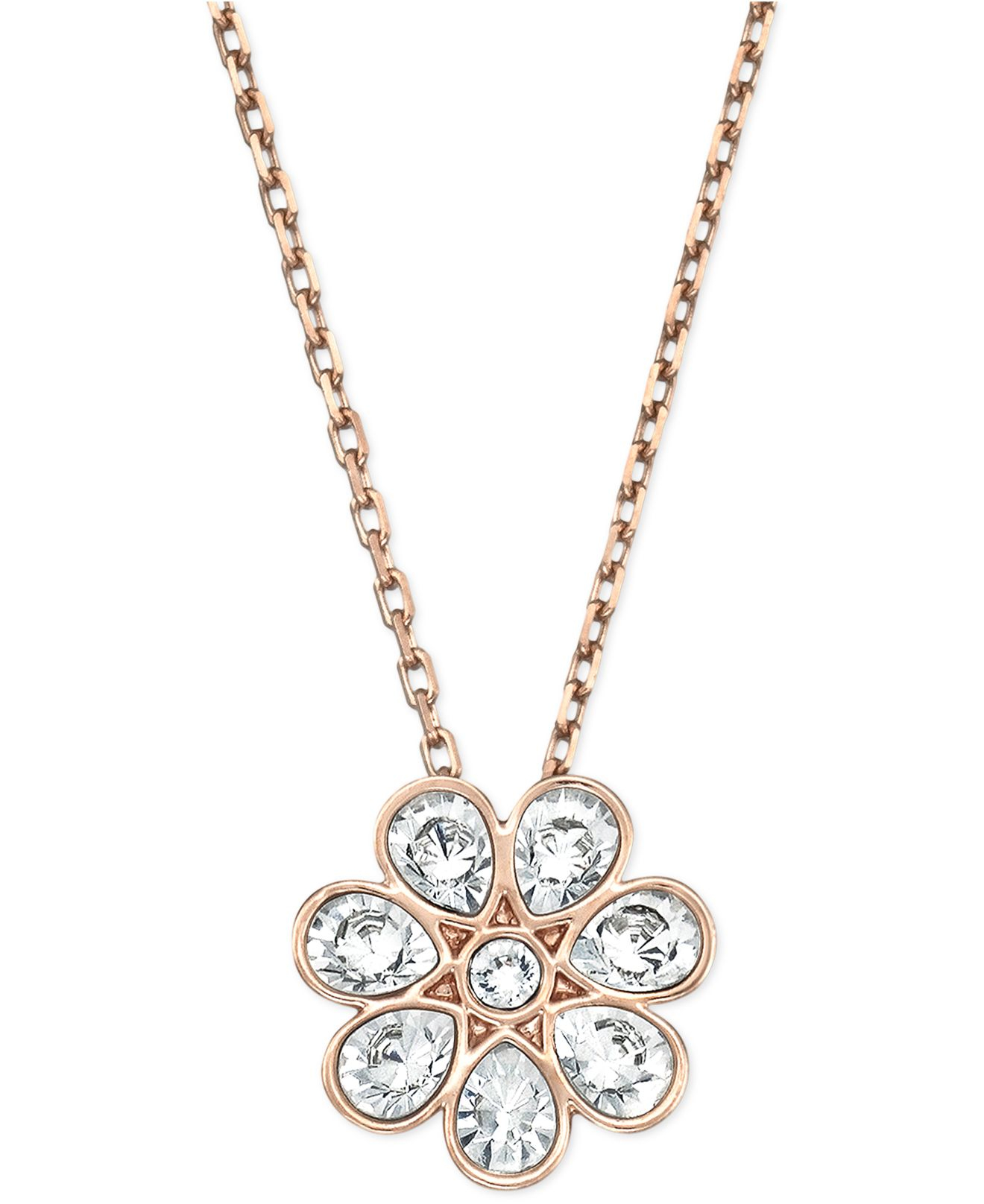 Swarovski Rose GoldTone Crystal Flower Pendant Necklace in Pink Lyst